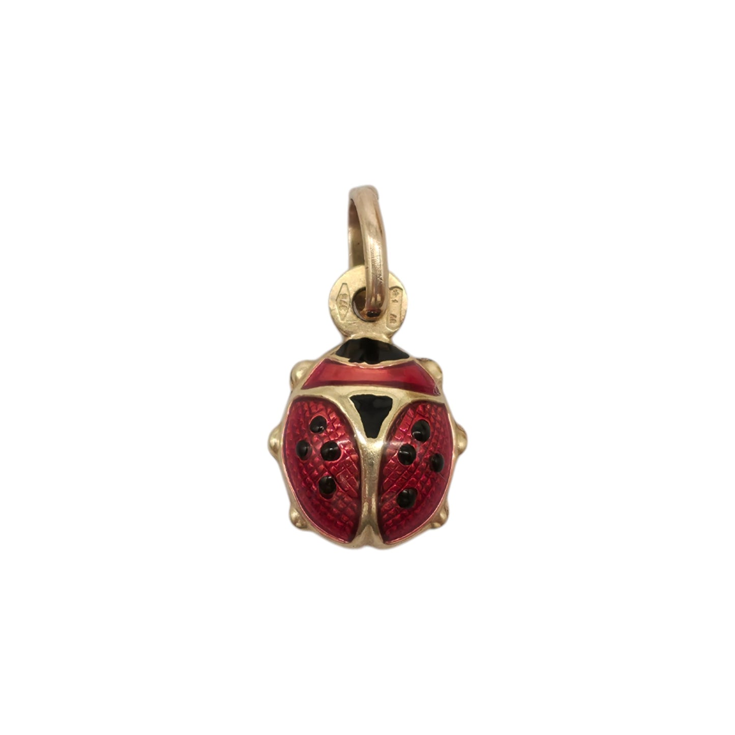Unoaerre 9ct 375 Yellow Gold & Enamel Ladybird Charm L 1.0 cm 0.7 g.