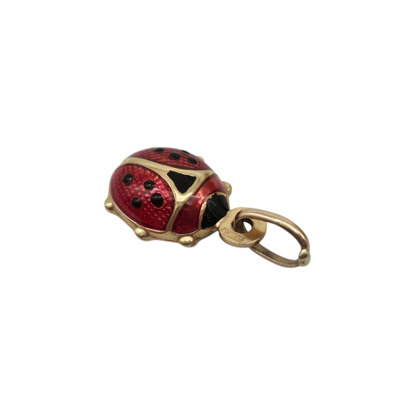 Unoaerre 9ct 375 Yellow Gold & Enamel Ladybird Charm L 1.0 cm 0.7 g.