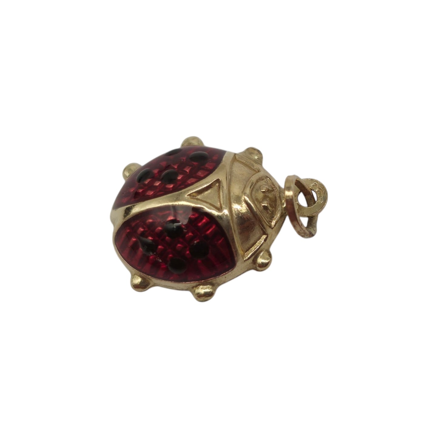 9ct 375 Yellow Gold & Enamel Ladybird Charm L 1.3 cm 0.7 g.