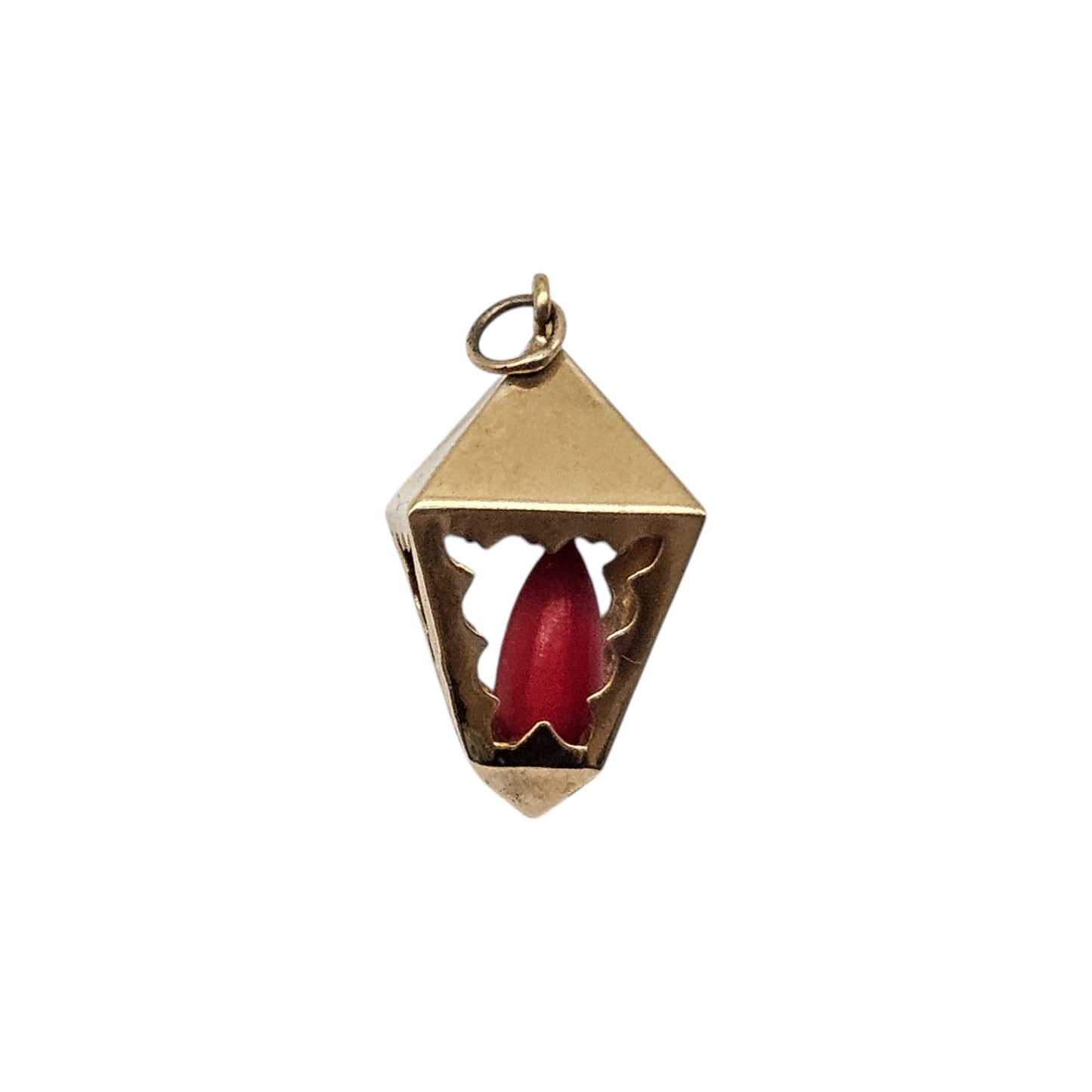9ct 375 Yellow Gold Lantern Charm 1966 L 1.9 cm 1.6 g.
