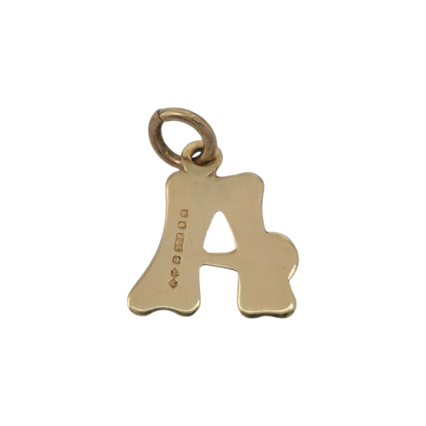9ct 375 Yellow Gold Letter "A" Initial Charm 1981 L 0.7 cm 0.3 g.