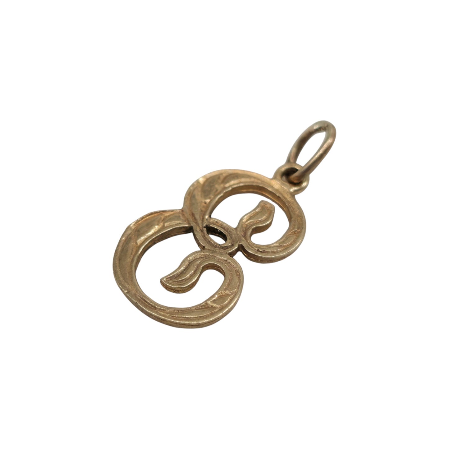 9ct 375 Yellow Gold Initial "E" Letter Charm 1972 L 1.4 cm 0.8 g.