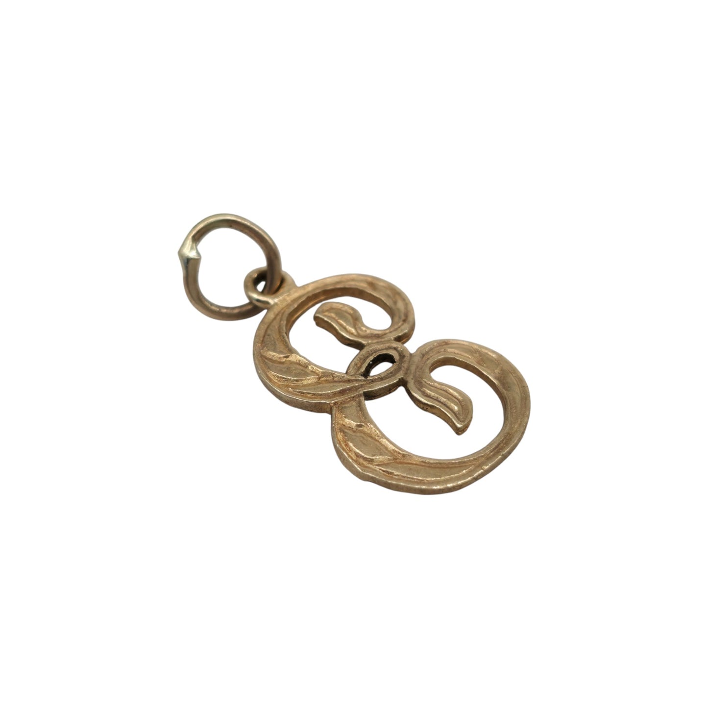 9ct 375 Yellow Gold Initial "E" Letter Charm 1972 L 1.4 cm 0.8 g.