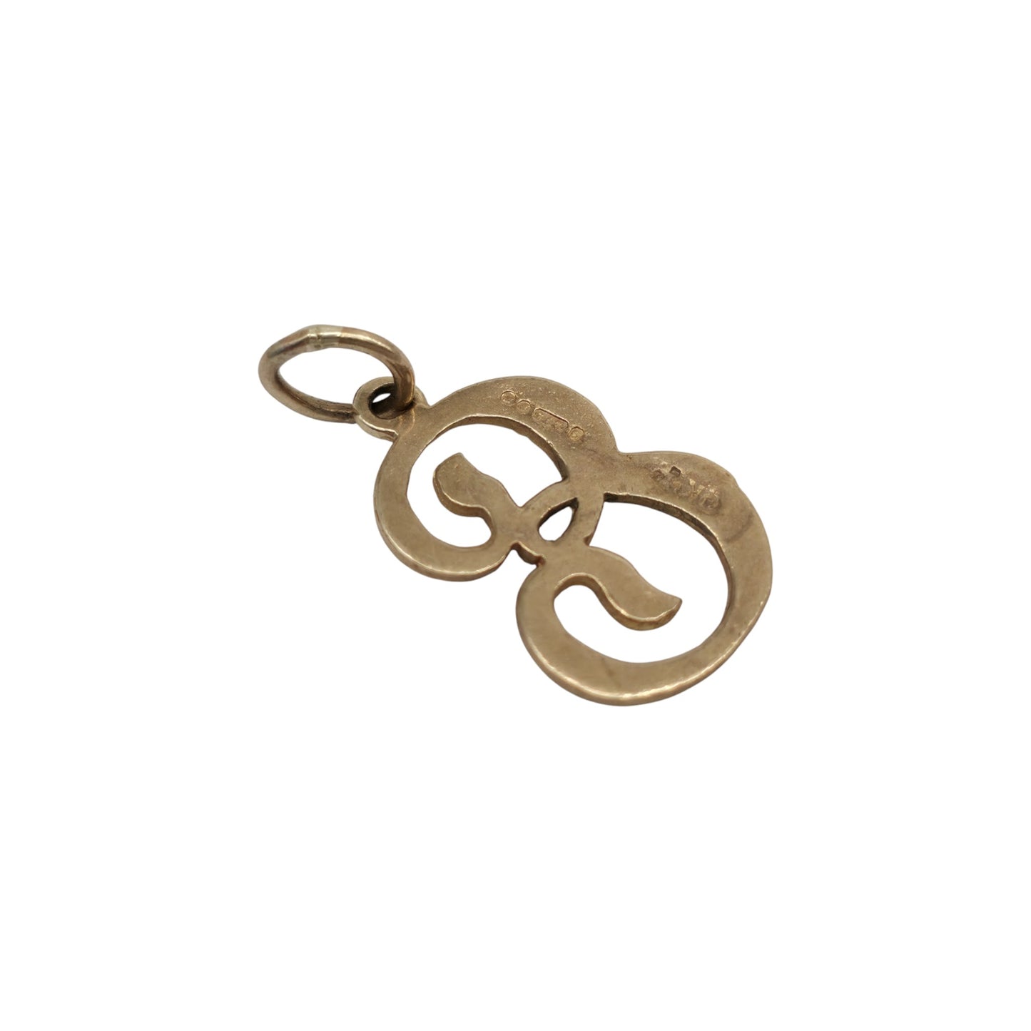 9ct 375 Yellow Gold Initial "E" Letter Charm 1972 L 1.4 cm 0.8 g.