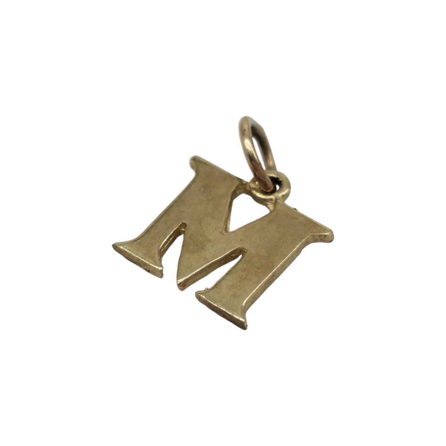 9ct Yellow Gold Initial "M" Letter Charm L 8 mm 0.6 g.
