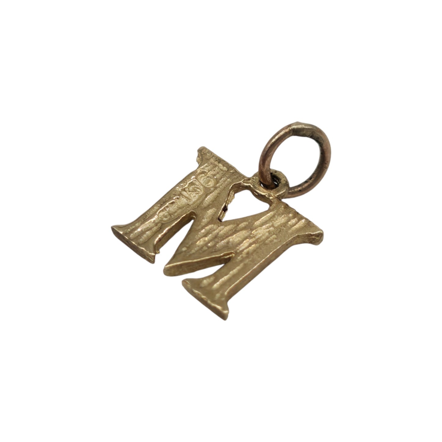 9ct Yellow Gold Initial "M" Letter Charm L 8 mm 0.6 g.