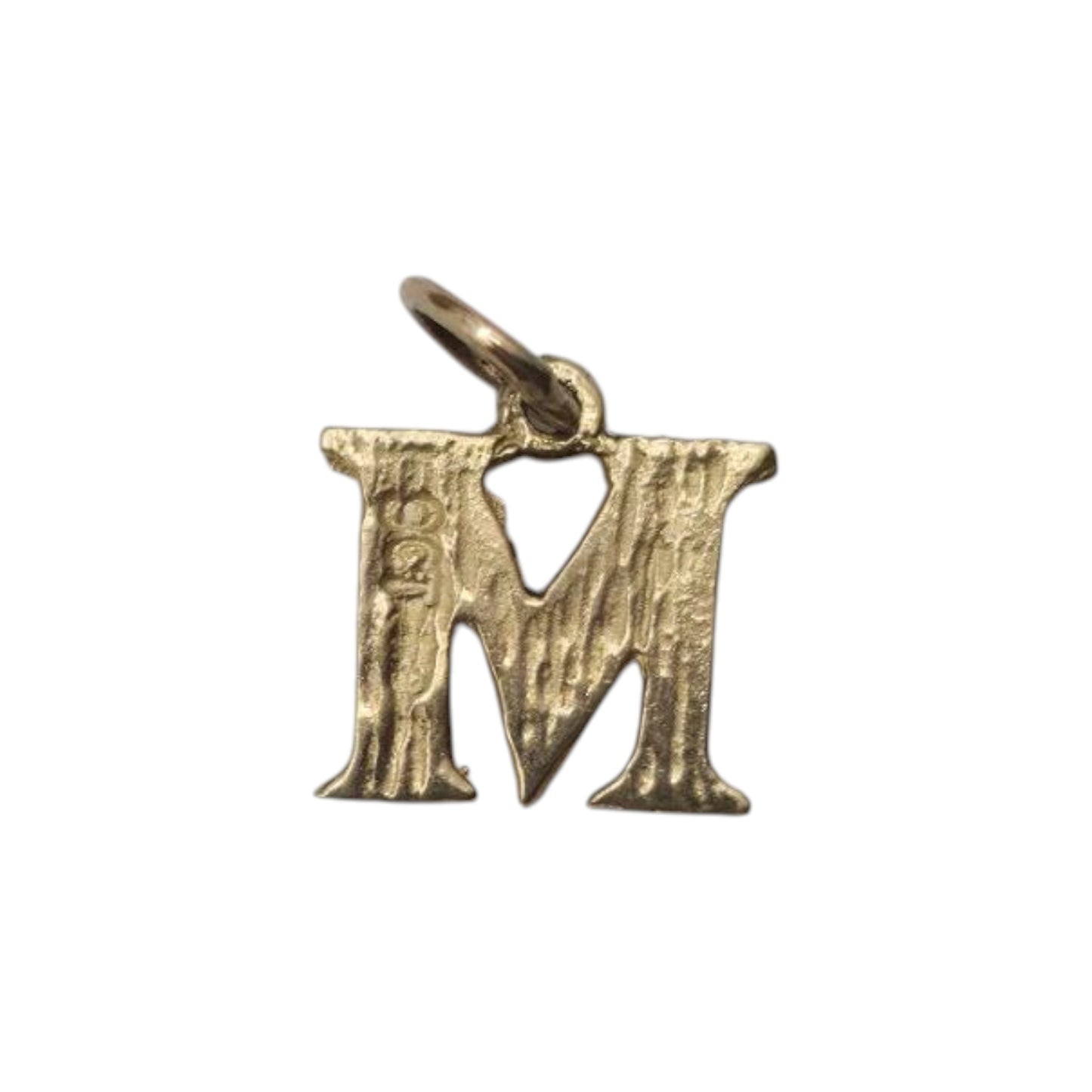 9ct Yellow Gold Initial "M" Letter Charm L 8 mm 0.6 g.