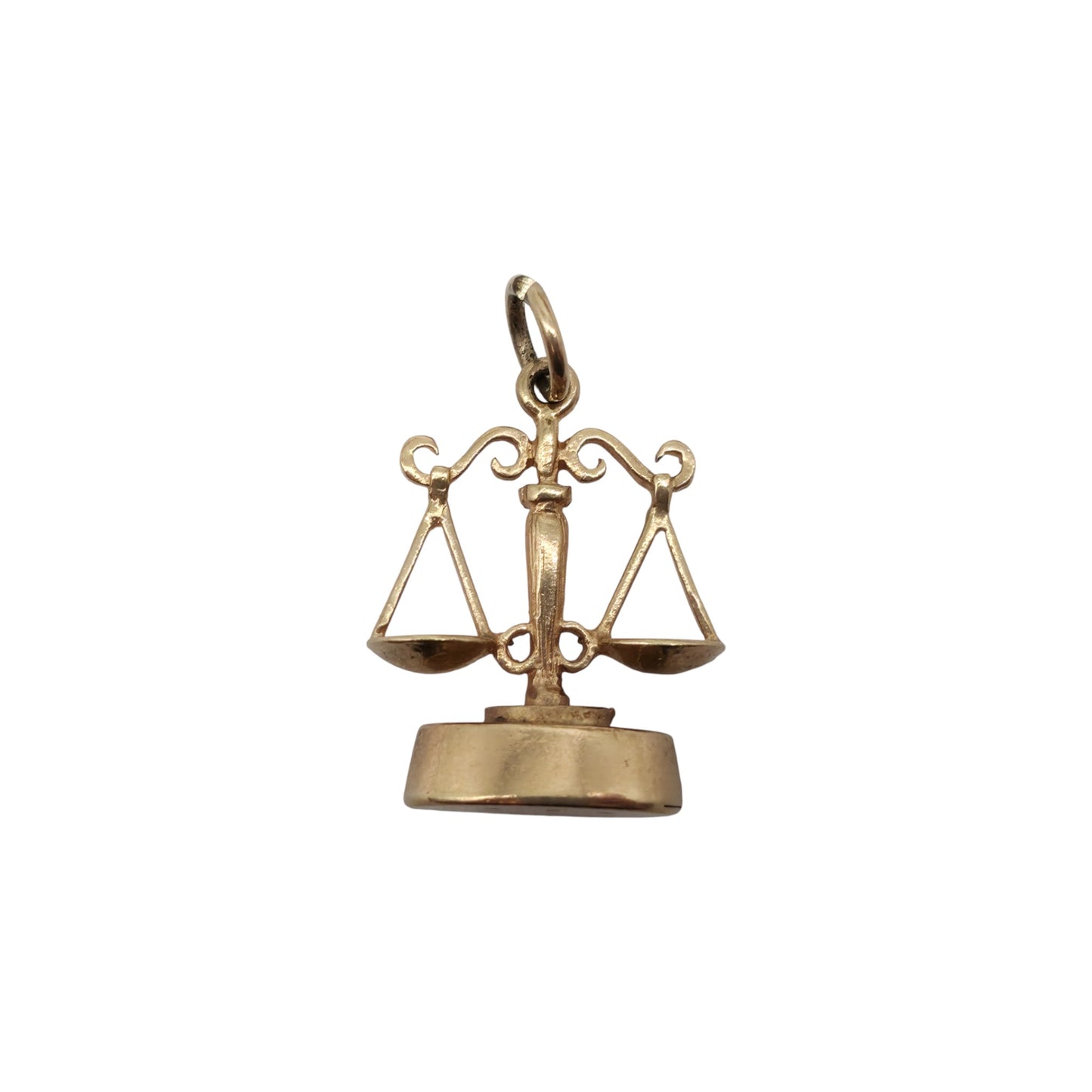 9ct 375 Yellow Gold Scales Charm 1973 L 1.6 cm 2.0 g.