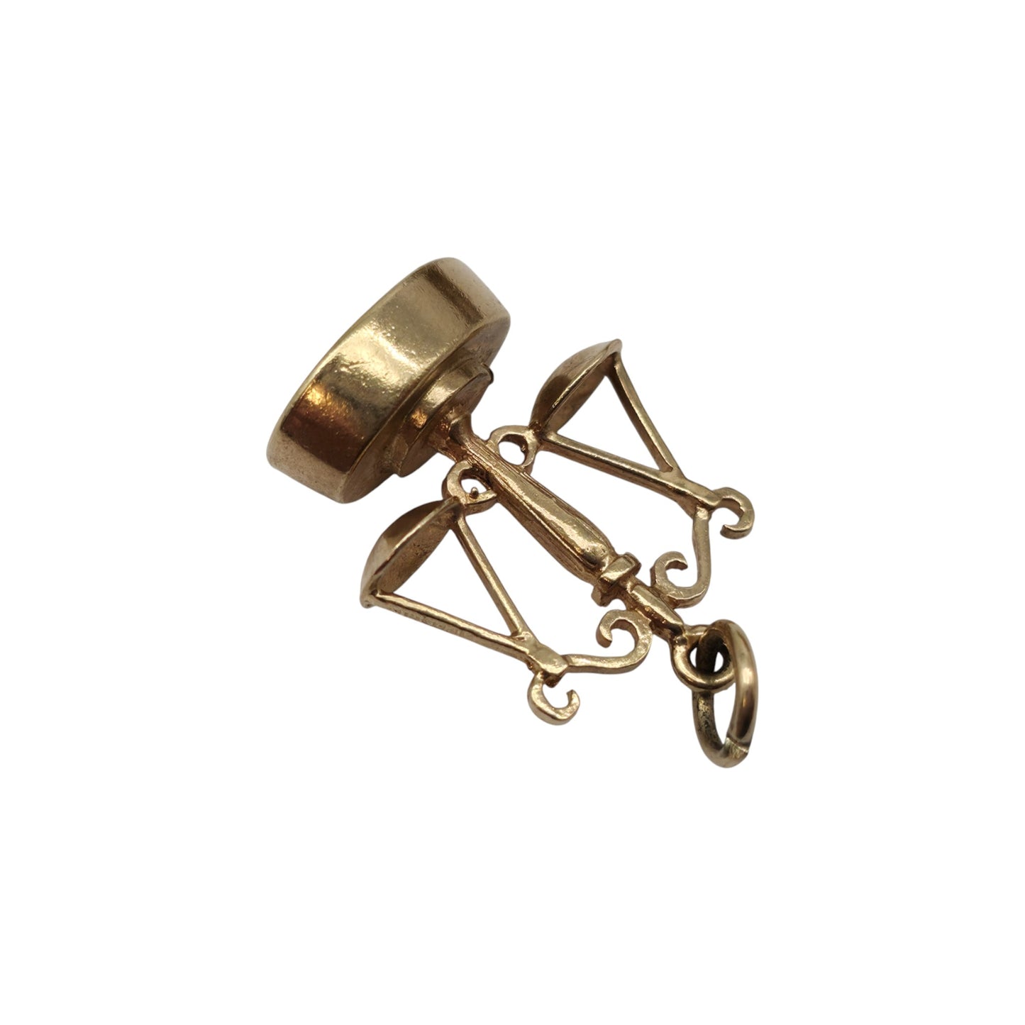 9ct 375 Yellow Gold Scales Charm 1973 L 1.6 cm 2.0 g.