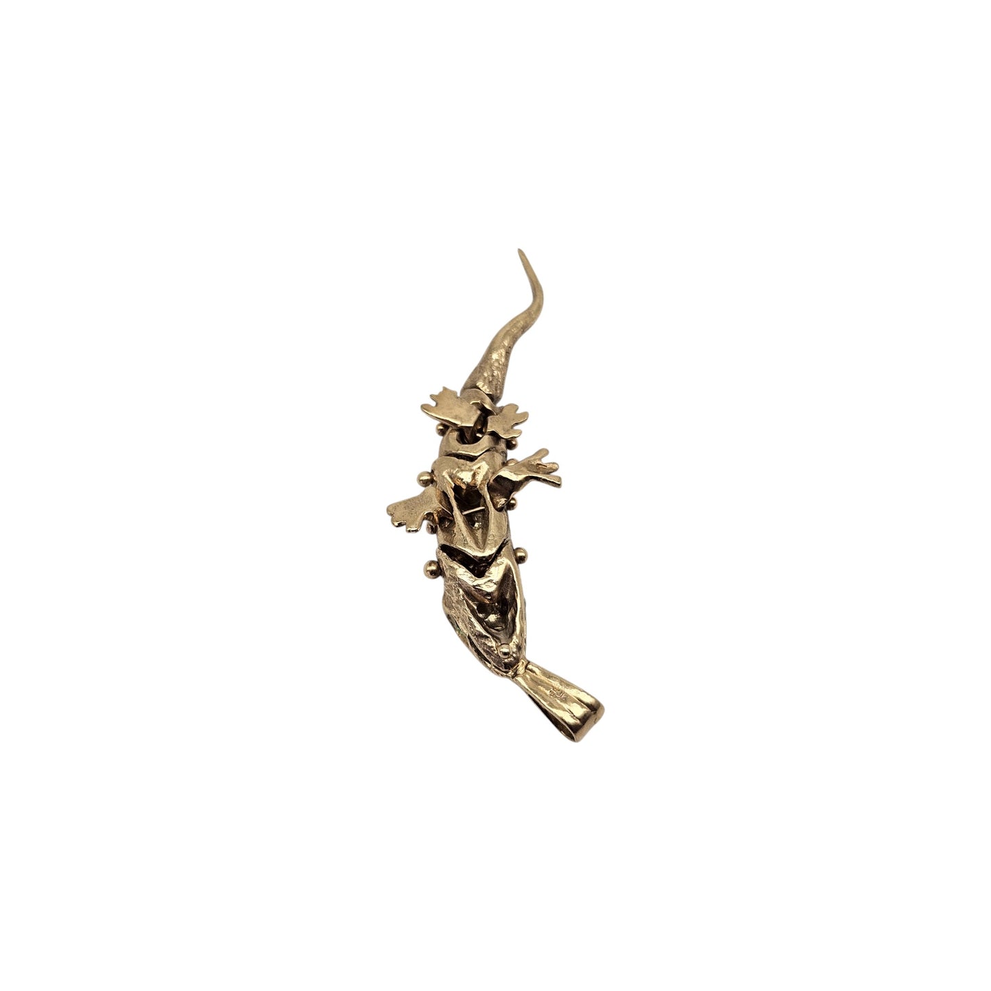 9ct 375 Yellow Gold Articulated Lizard Pendant L 4.4 cm 6.6 g.
