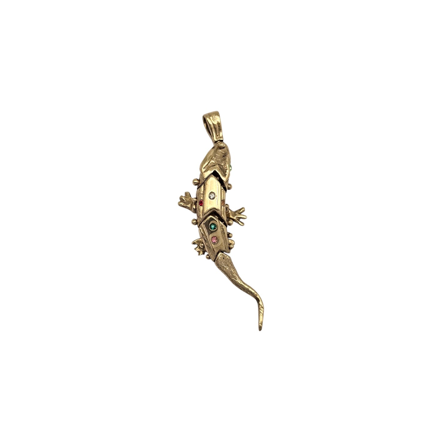 9ct 375 Yellow Gold Articulated Lizard Pendant L 4.4 cm 6.6 g.