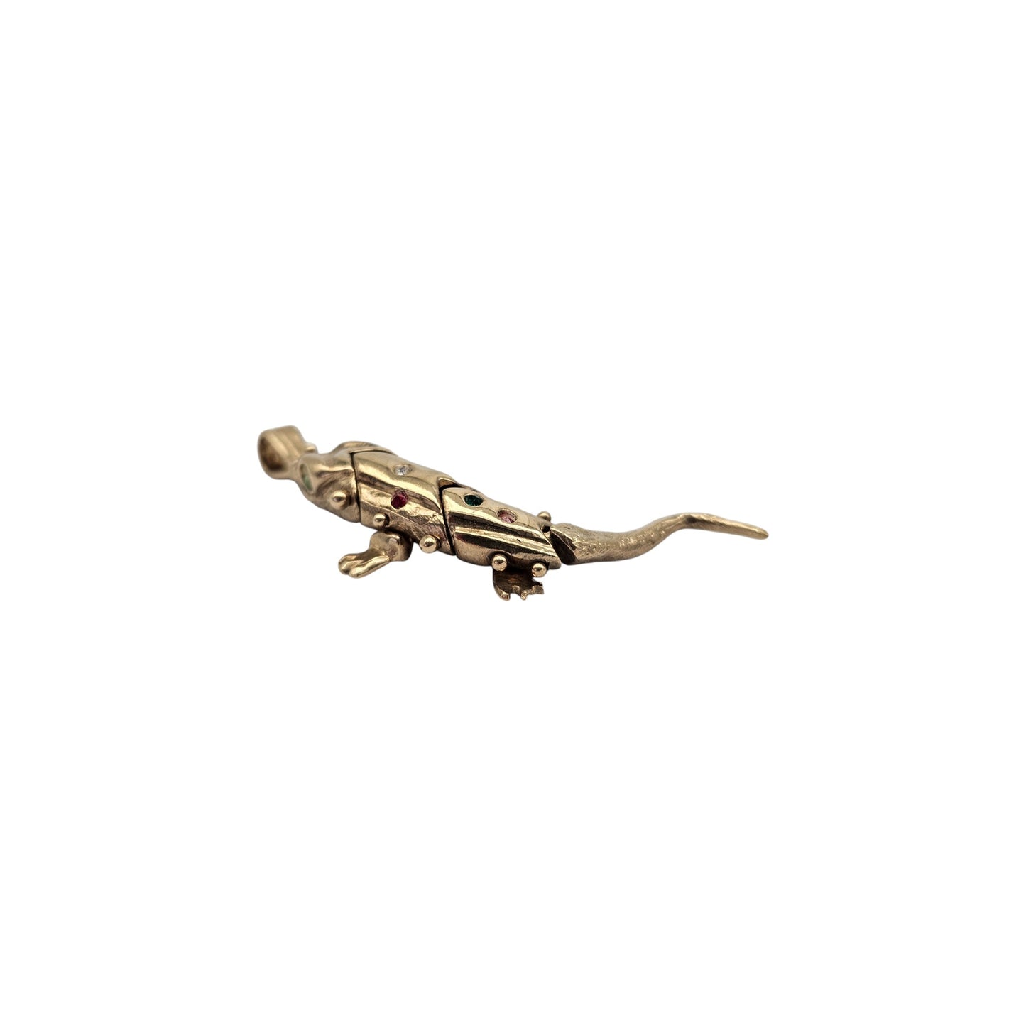 9ct 375 Yellow Gold Articulated Lizard Pendant L 4.4 cm 6.6 g.
