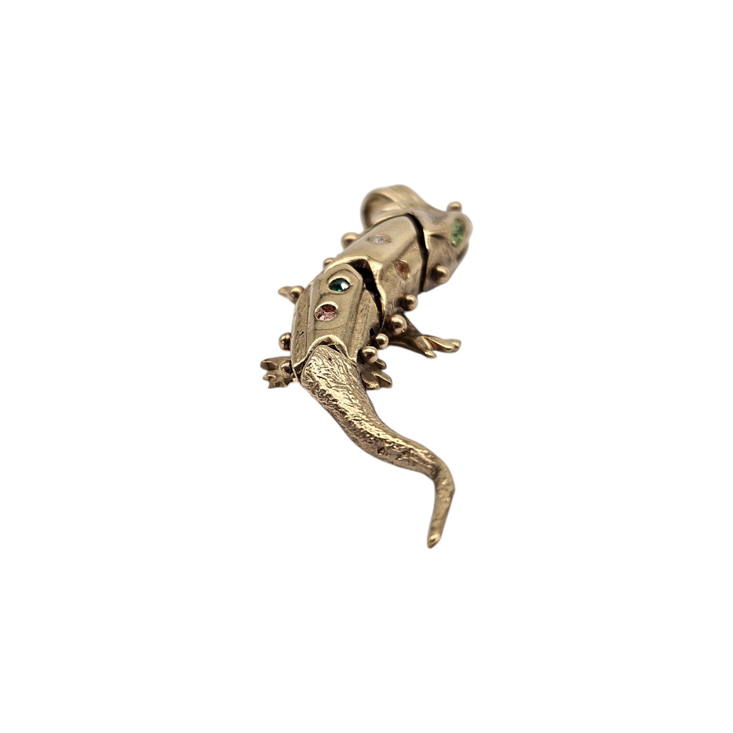 9ct 375 Yellow Gold Articulated Lizard Pendant L 4.4 cm 6.6 g.