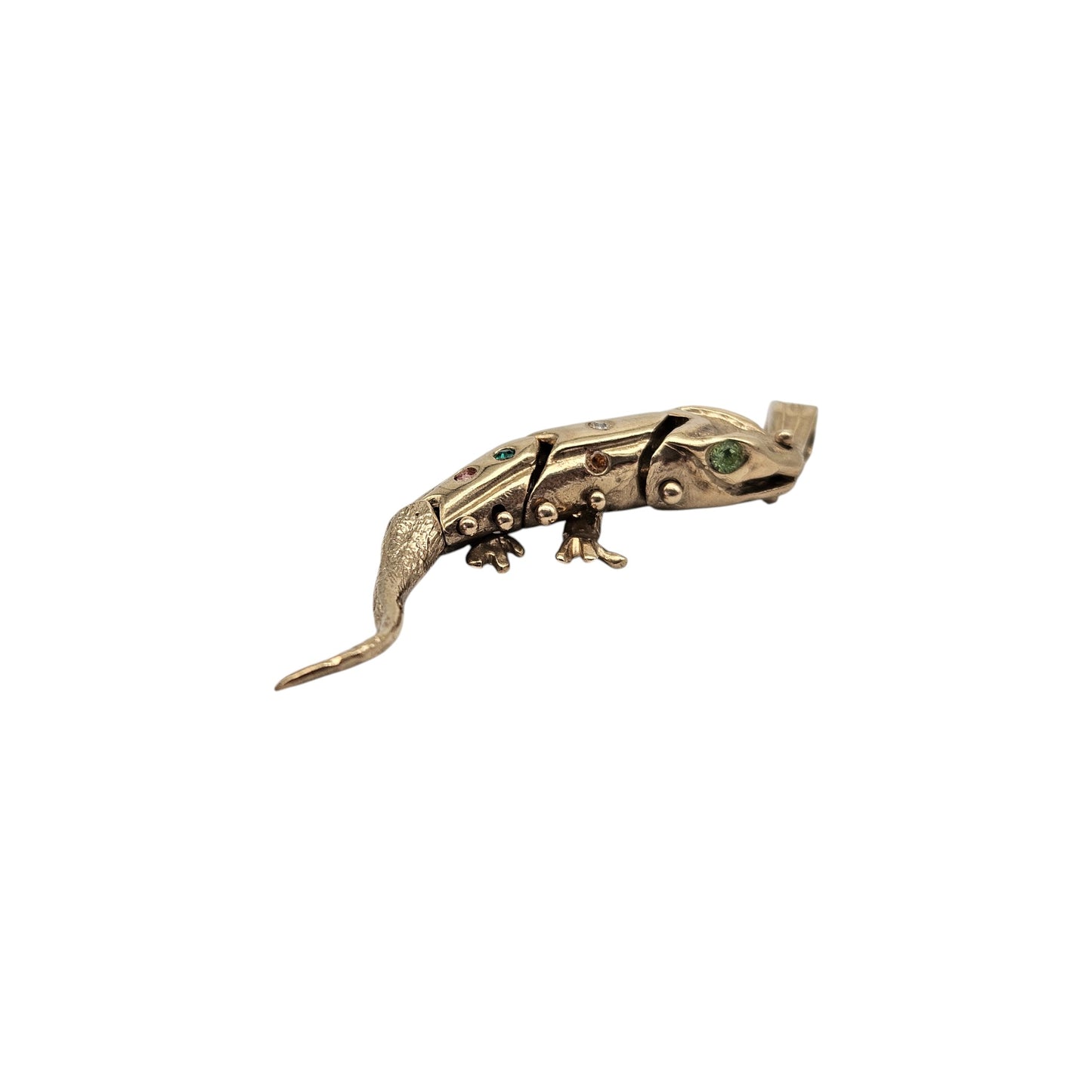 9ct 375 Yellow Gold Articulated Lizard Pendant L 4.4 cm 6.6 g.