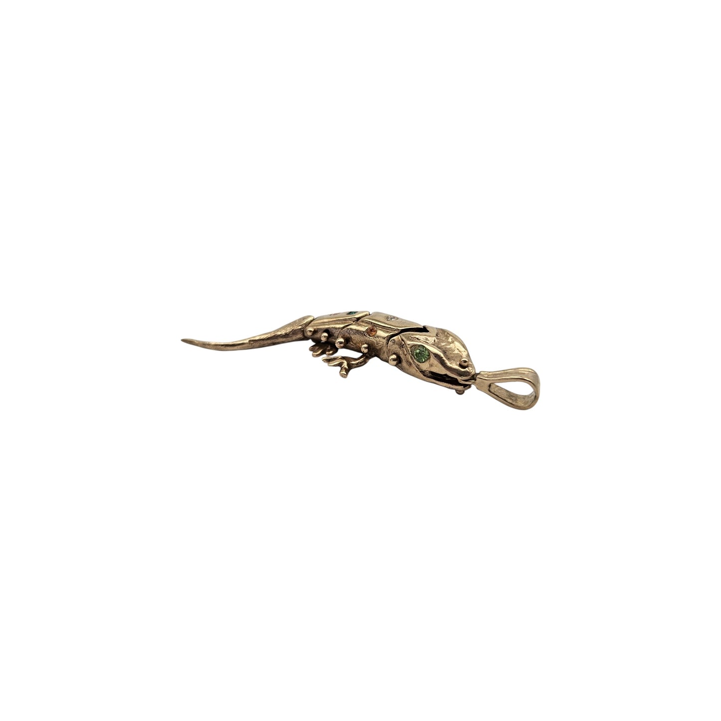 9ct 375 Yellow Gold Articulated Lizard Pendant L 4.4 cm 6.6 g.