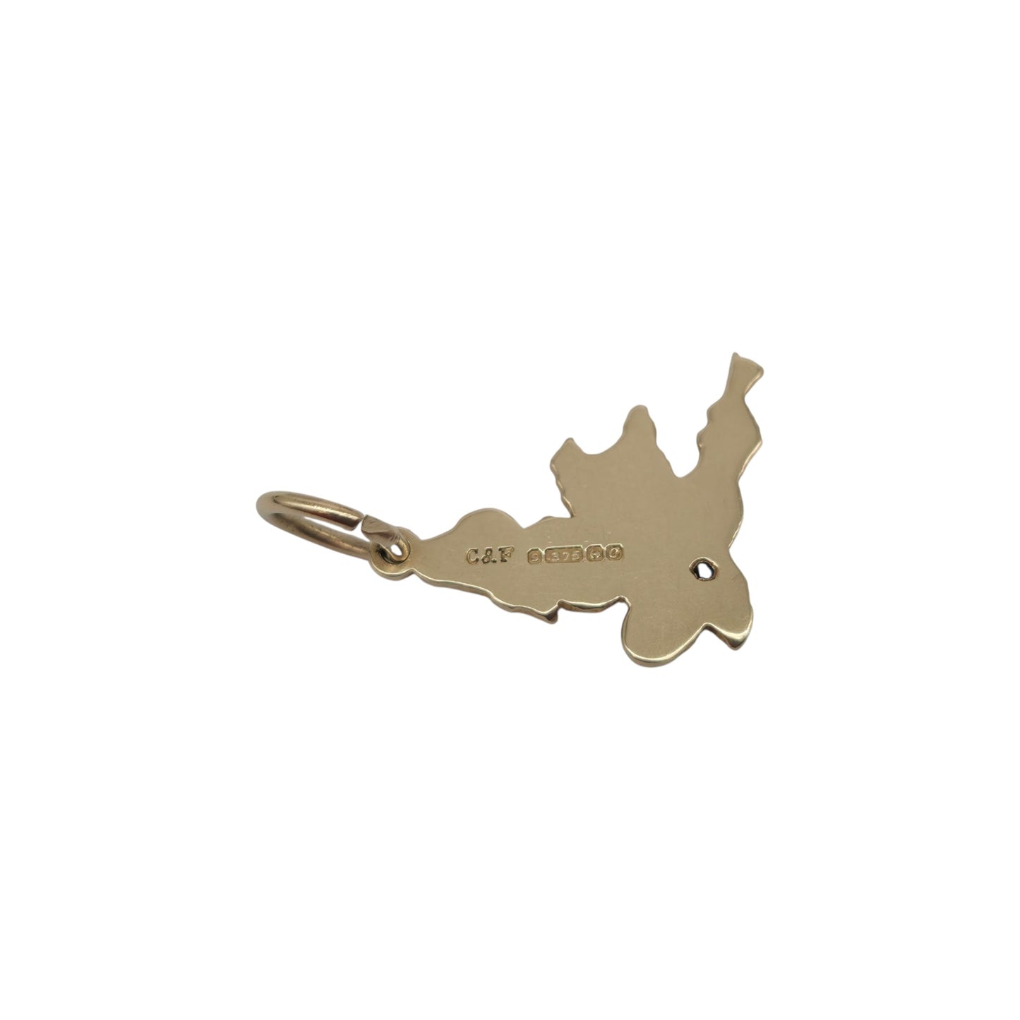 9金 375 イエローゴールド イングランド&ウェールズ地図チャーム 1952年製 長さ1.4cm 1.0g