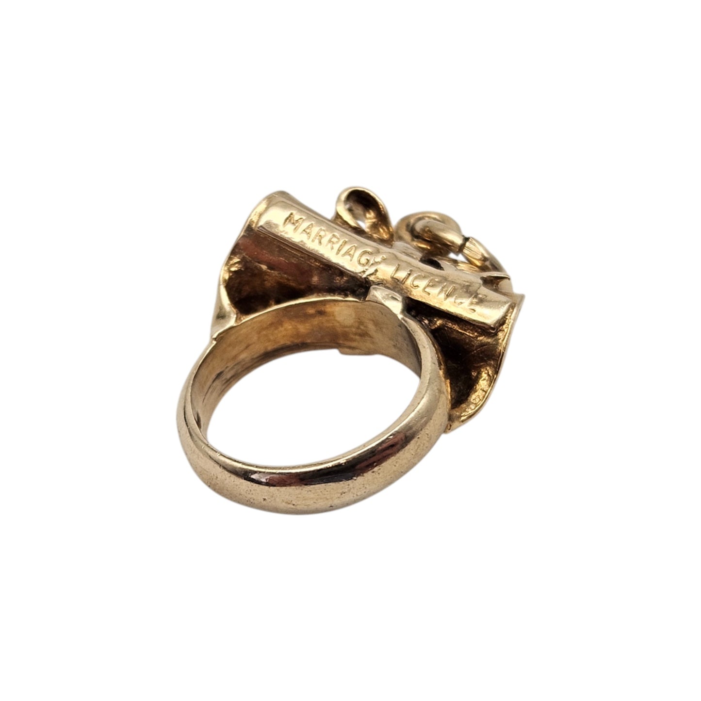9ct 375 Yellow Gold Marriage Licence Stanhope Charm 1963 L 1.7 cm 3.4 g.