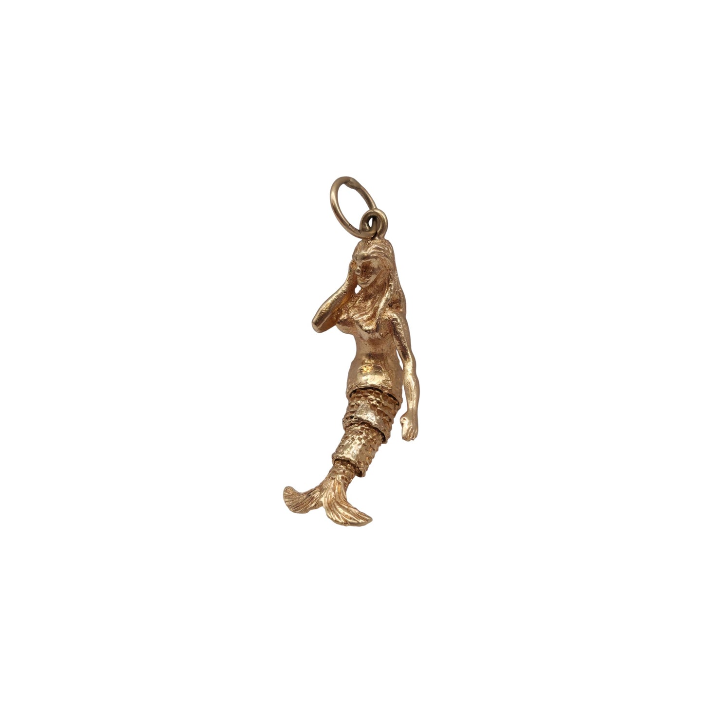 9ct 375 Yellow Gold Articulated Mermaid Charm c.1970 L 2.7 cm 4.0 g.