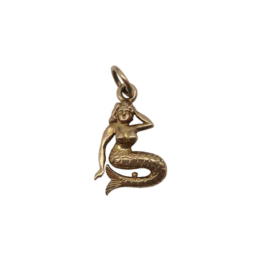 9ct 375 Yellow Gold Mermaid Charm 1958 L 1.2 cm 1.2 g.