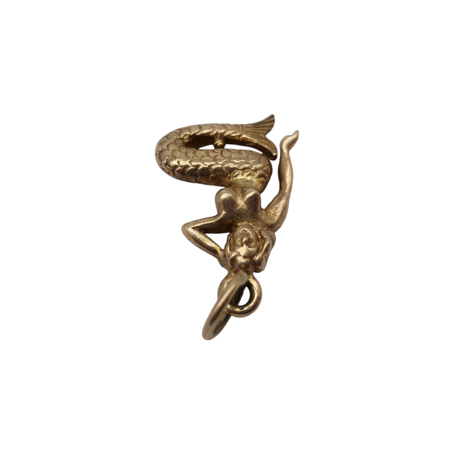 9ct 375 Yellow Gold Mermaid Charm 1958 L 1.2 cm 1.2 g.