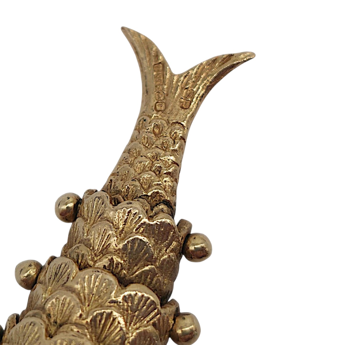 Heavy 9ct 375 Yellow Gold Articulated Mermaid Charm 1970 L 4.4 cm 8.9 g.