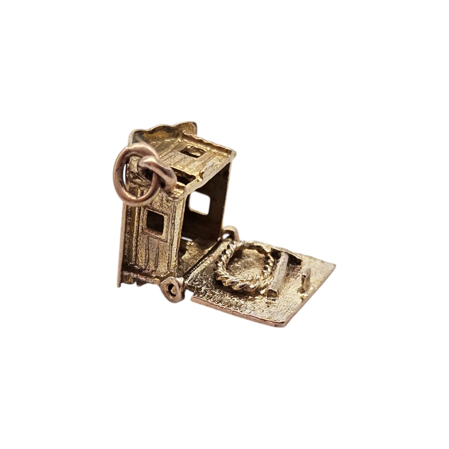 9ct 375 Yellow Gold Miner's Cabin Opening Charm 1965 L 1.1 cm 2.9 g.