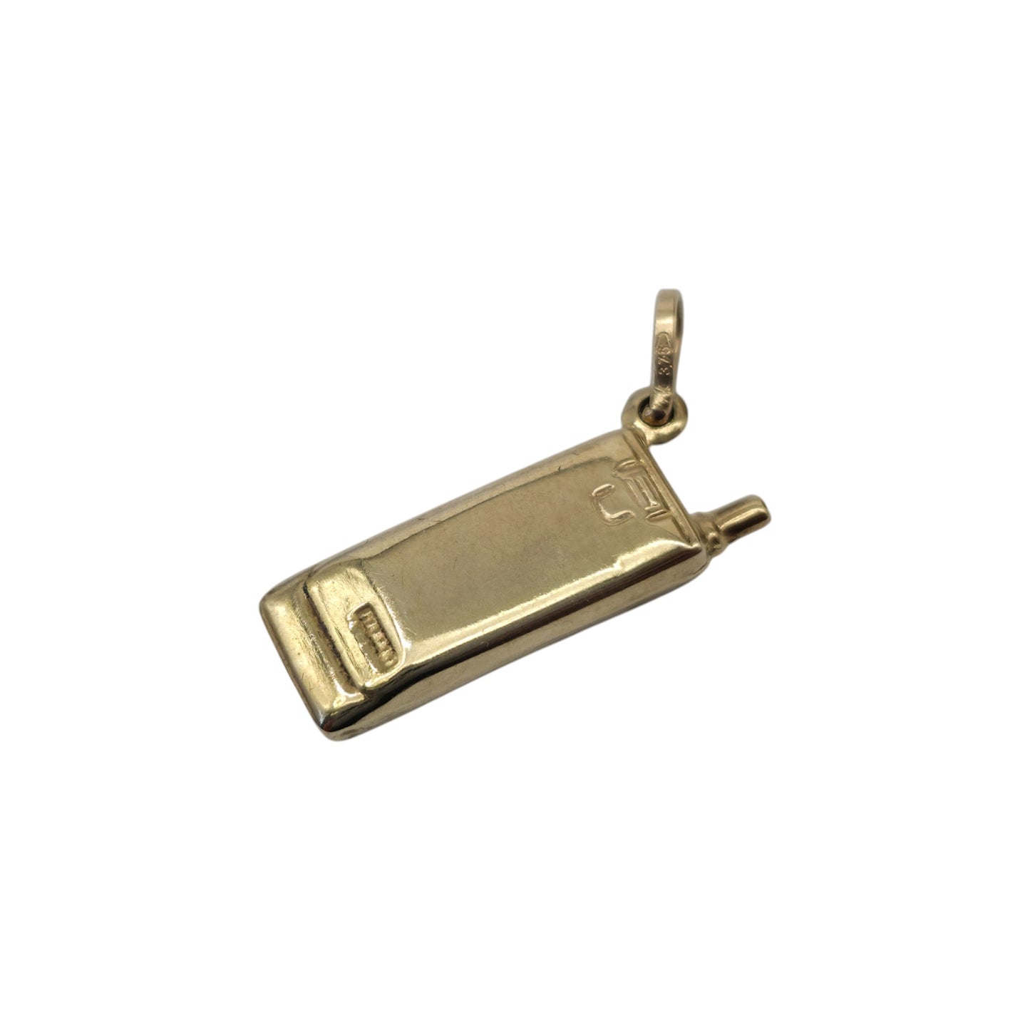 9ct 375 Yellow Gold Mobile Phone Charm L 2.1 cm 0.7 g.