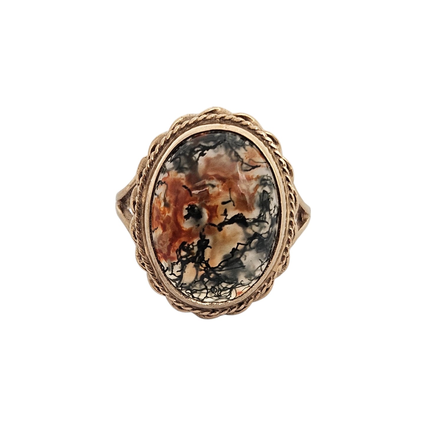 9ct gold Moss Agate Ring