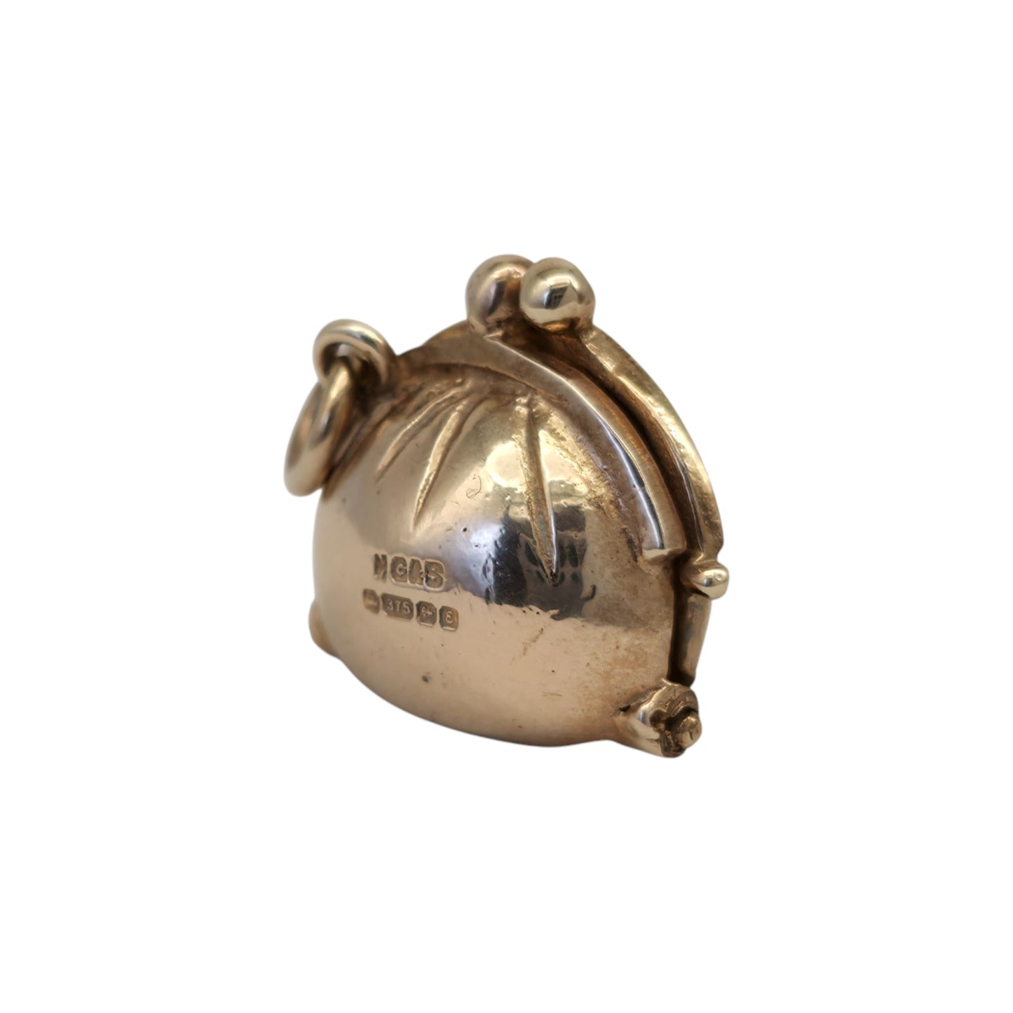 9ct 375 Yellow Gold Moth In Purse Opening Charm 1979 L 1.3 cm 3.8 g.