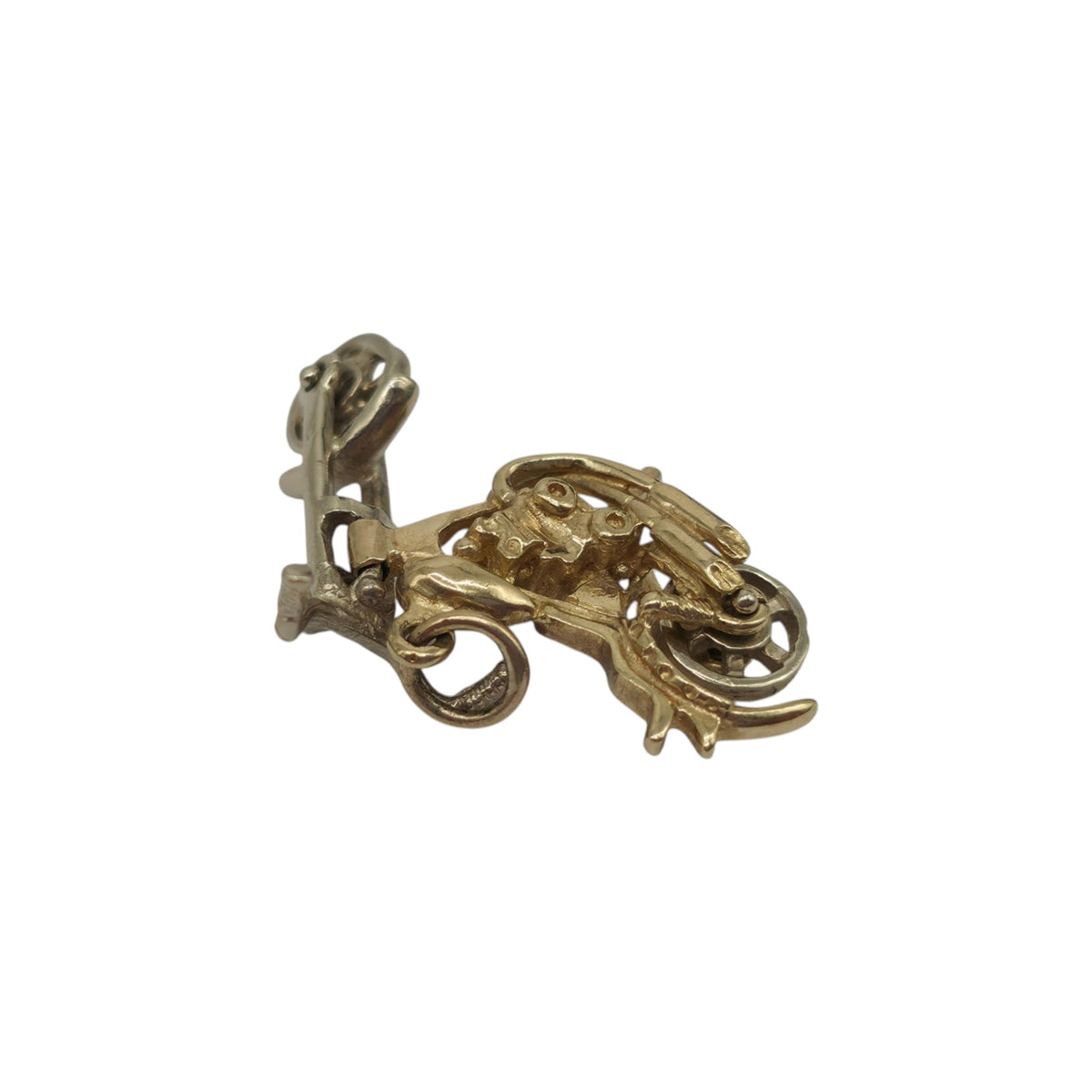 9ct Yellow & White Gold Articulated Motorcycle Charm L 3.0 cm 4.2 g.