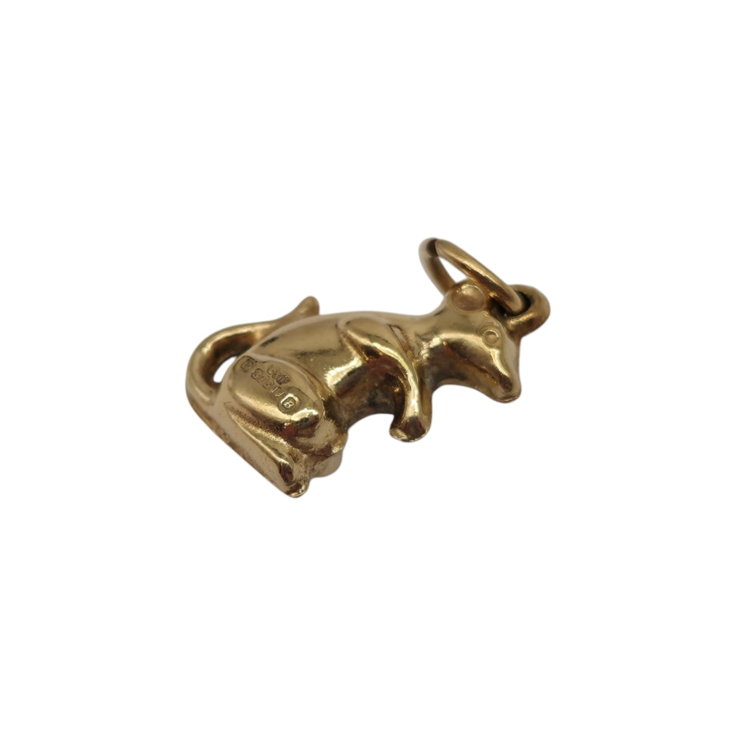 9ct 375 Yellow Gold Mouse Charm 1976 L 1.3 cm 0.8 g.