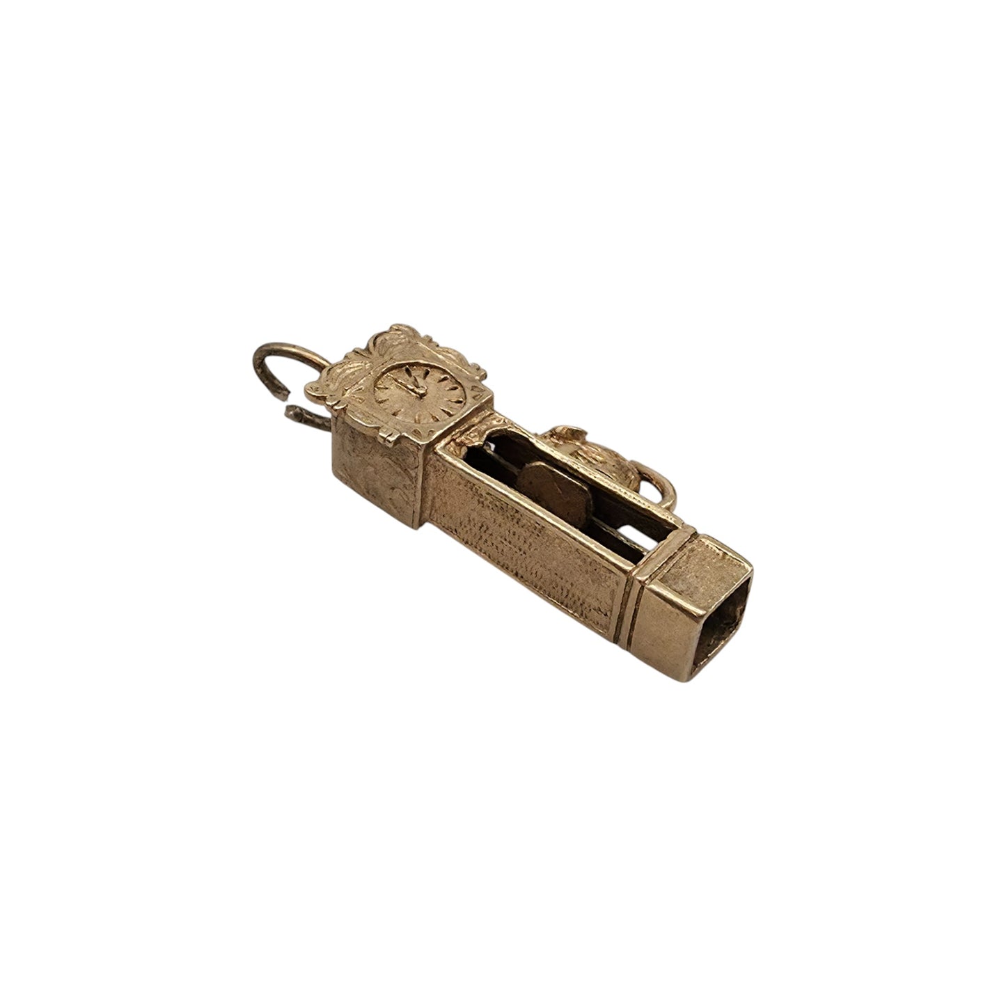 9ct 375 Yellow Gold Mouse On Grandfather Clock Articulated Charm 1964 L 2.2 cm 3.4 g.