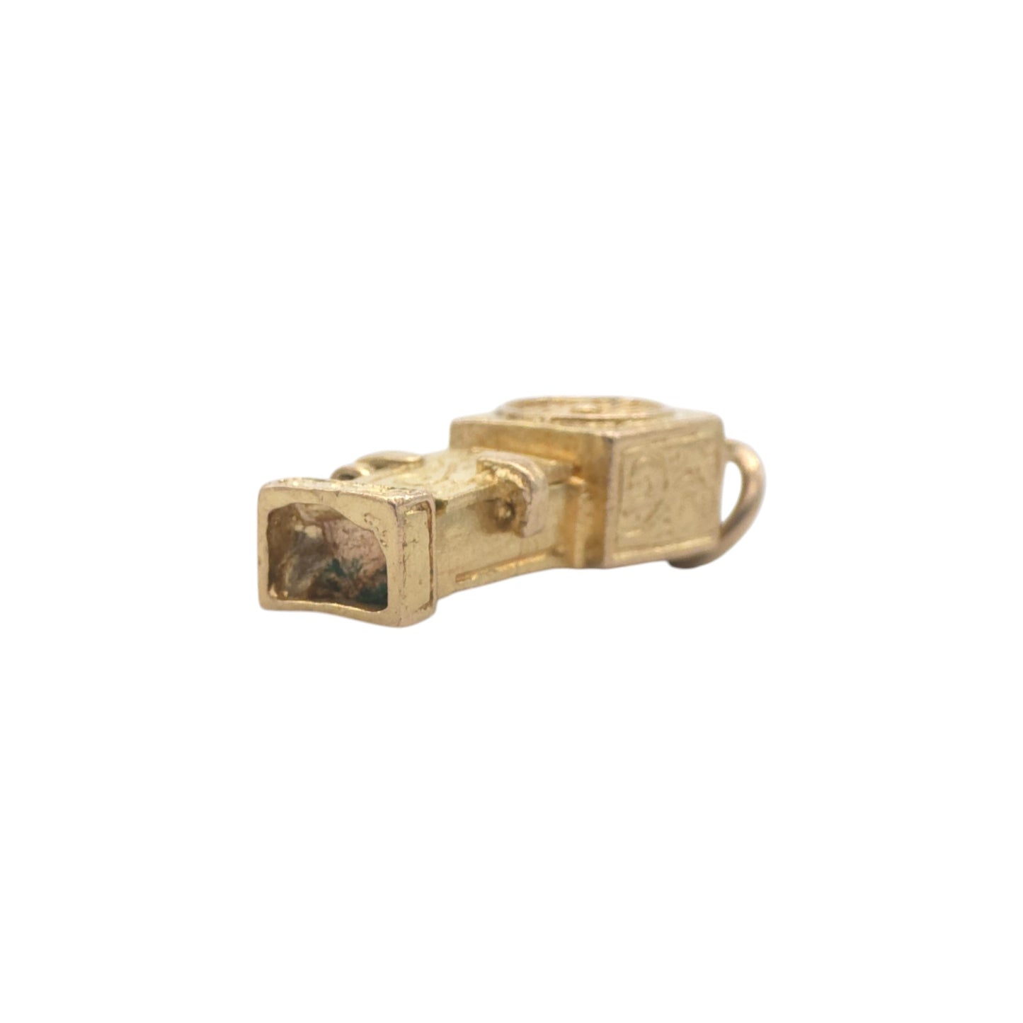 9ct 375 Yellow Gold Mouse Inside Grandfather Clock Opening Charm 1960 L 1.8 cm 2.4 g.