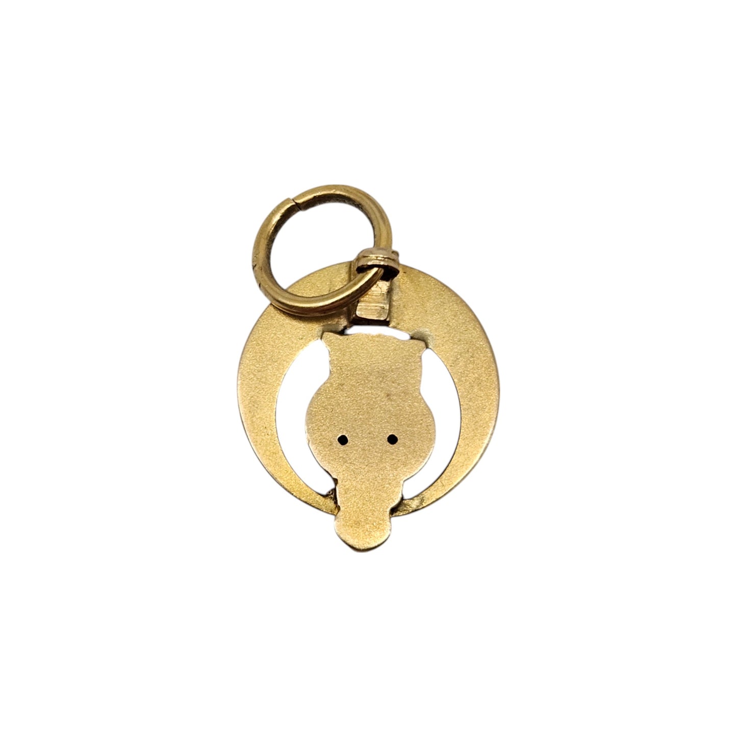Rare Antique 9ct Yellow Gold Crescent Owl Charm With Ruby & Pearls c.1900