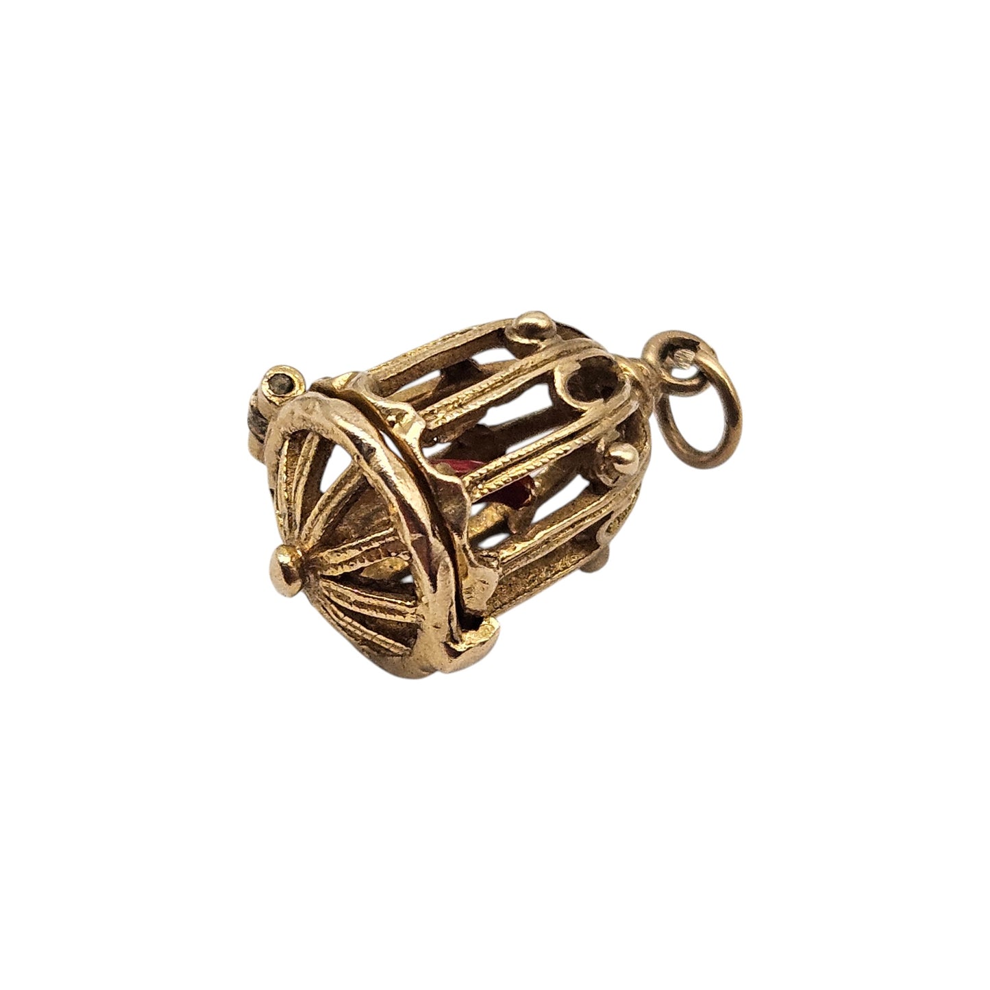 9ct 375 Yellow Gold Parrot In The Cage Opening Charm 1963 L 1.8 cm 3.7 g.