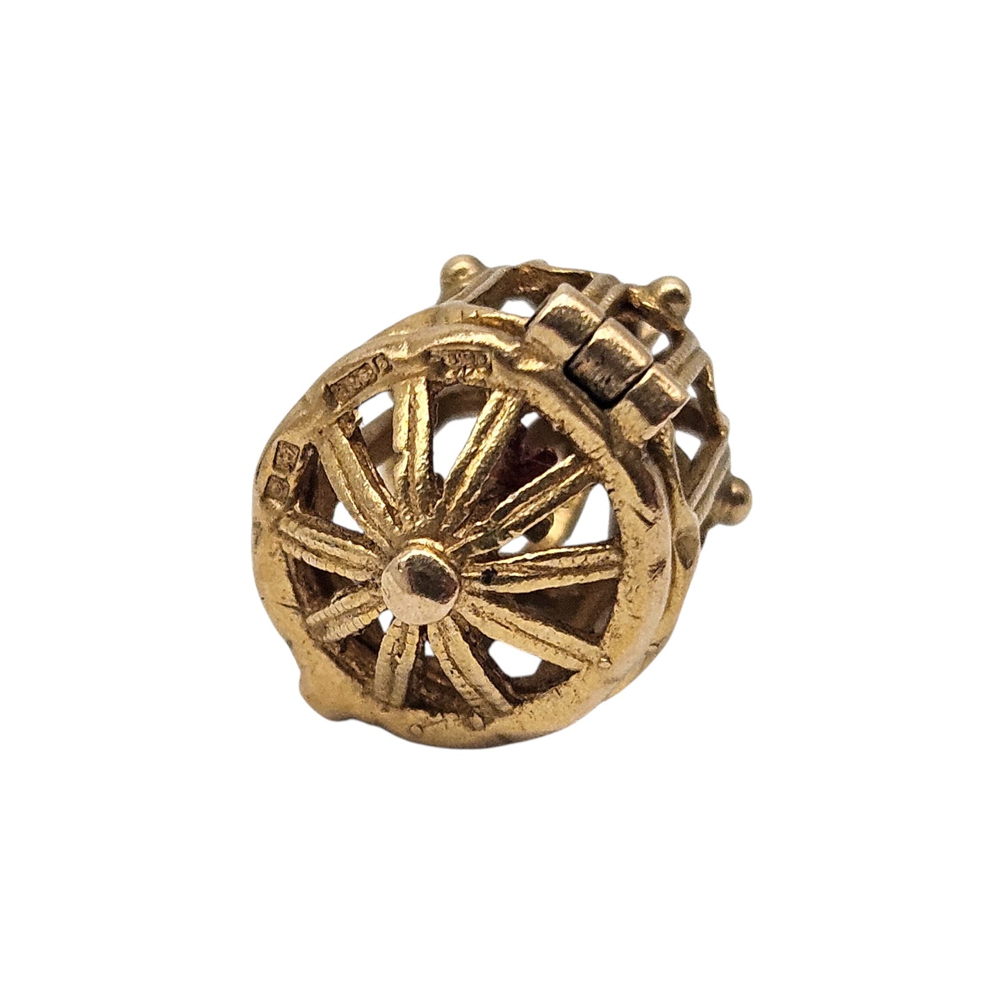 9ct 375 Yellow Gold Parrot In The Cage Opening Charm 1963 L 1.8 cm 3.7 g.
