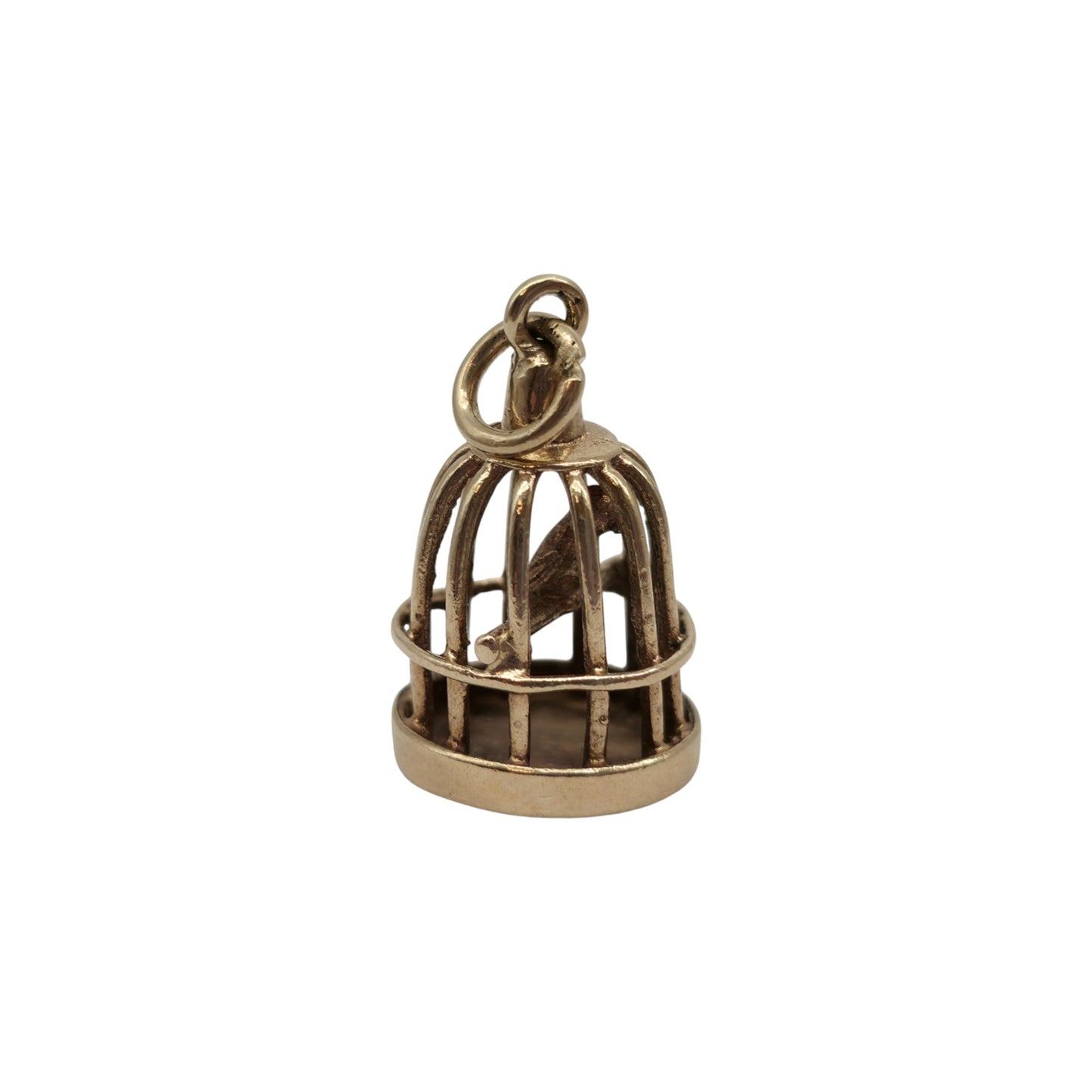 9ct 375 Yellow Gold Parrot Cage Charm 1973 L 1.5 cm 2.3 g.