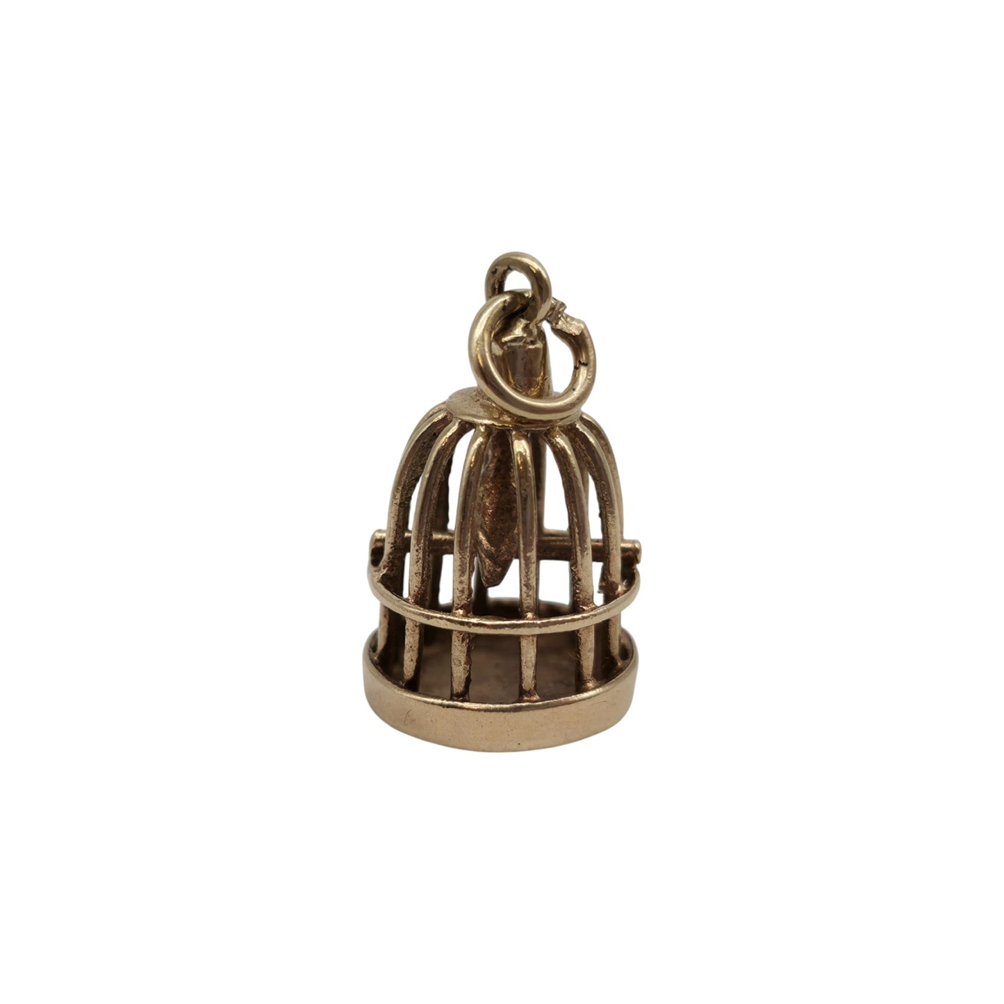 9ct 375 Yellow Gold Parrot Cage Charm 1973 L 1.5 cm 2.3 g.