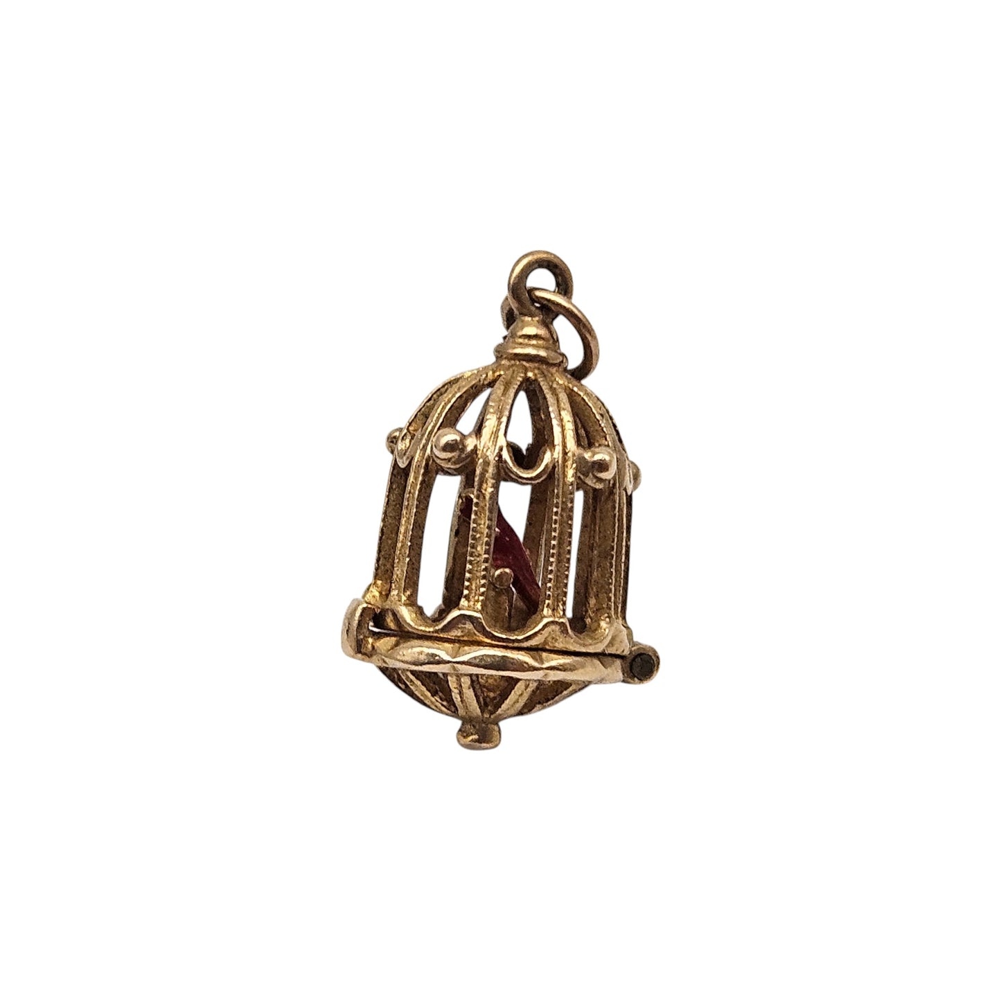 9ct 375 Yellow Gold Parrot In The Cage Opening Charm 1963 L 1.8 cm 3.7 g.