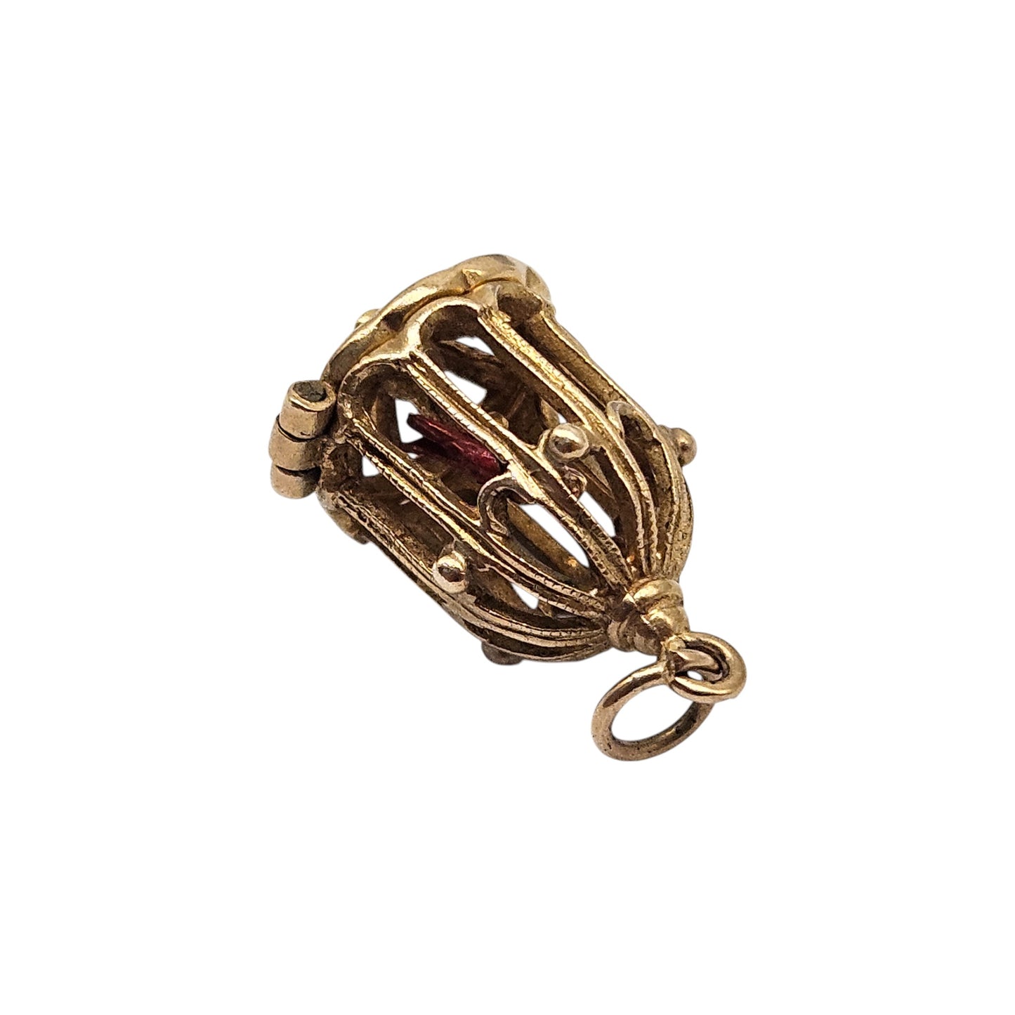 9ct 375 Yellow Gold Parrot In The Cage Opening Charm 1963 L 1.8 cm 3.7 g.