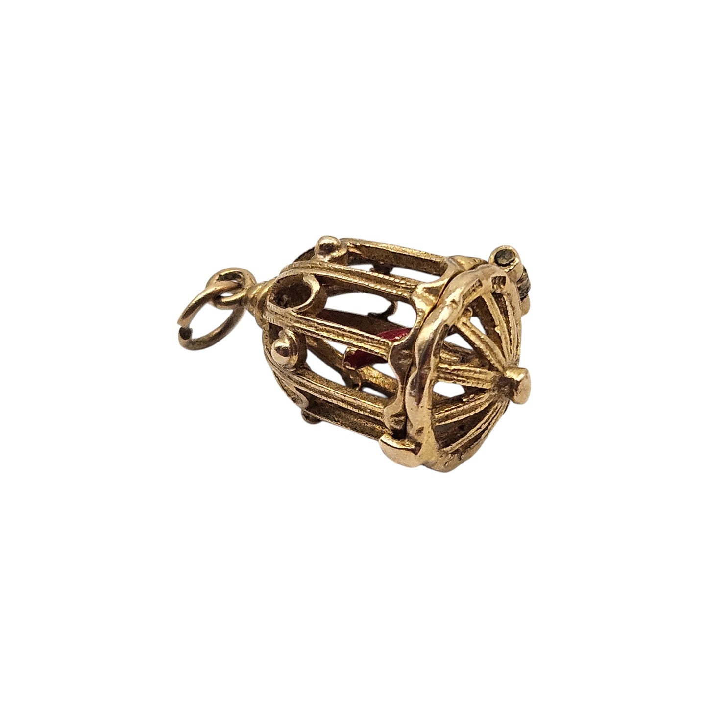 9ct 375 Yellow Gold Parrot In The Cage Opening Charm 1963 L 1.8 cm 3.7 g.