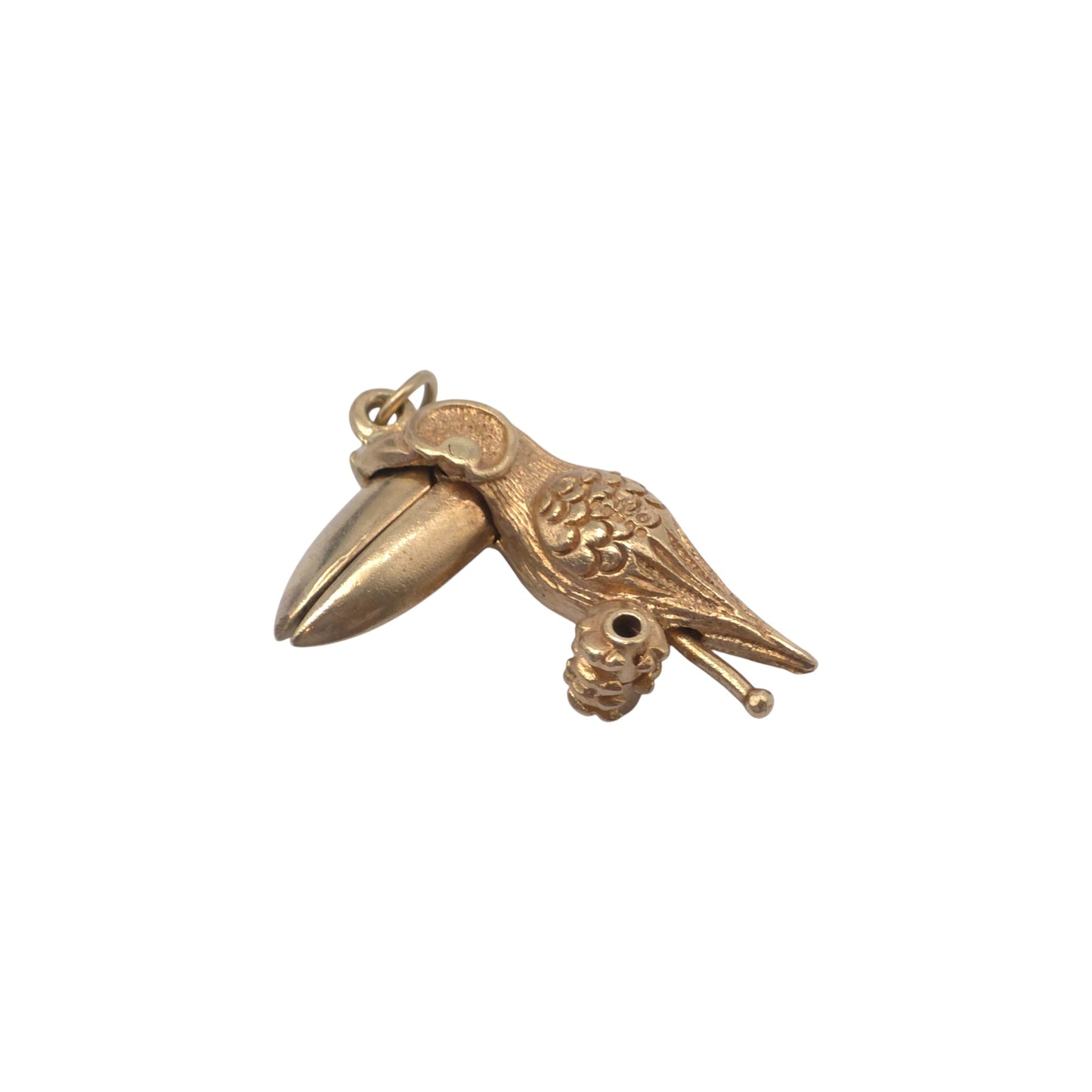 9ct 375 Yellow Gold Pelican Articulated Charm 1971 L 2.5 cm 5.8 g.