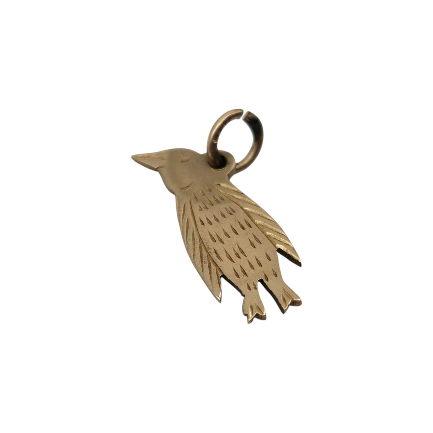9ct Yellow Gold Penguin Flat Charm c.1940's L 1.7 cm 0.8 g.