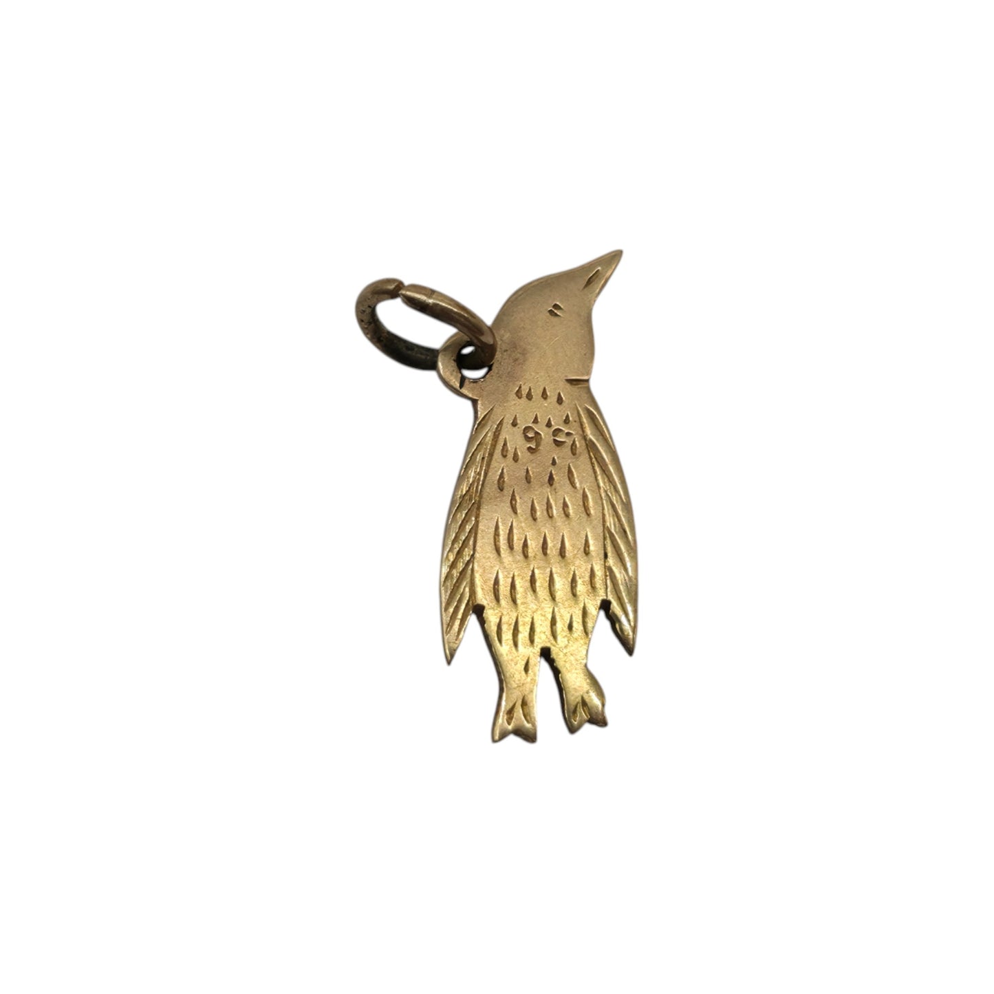 9ct Yellow Gold Penguin Flat Charm c.1940's L 1.7 cm 0.8 g.