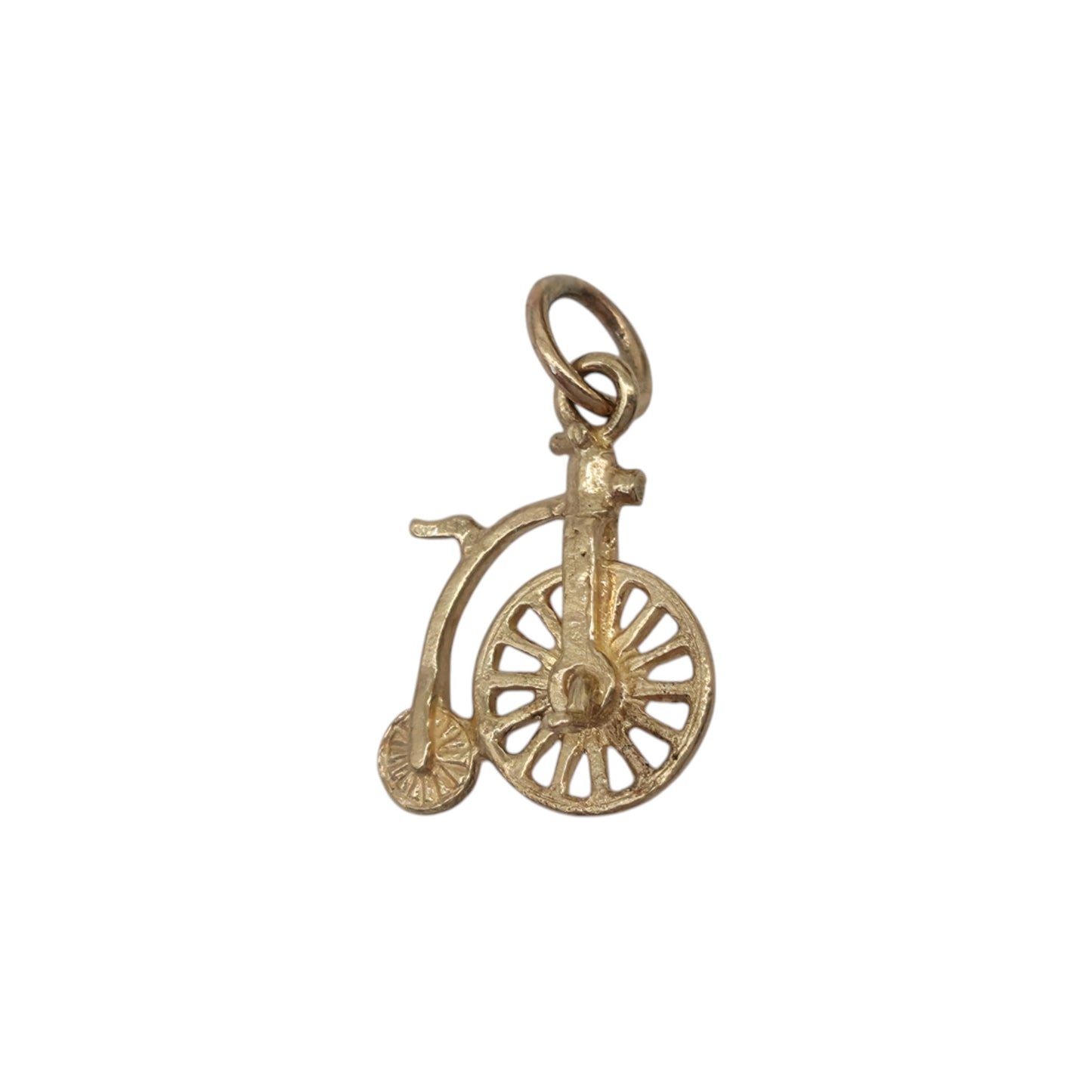 9ct Yellow Gold Penny Farthing Charm L 1.0 cm 0.6 g.