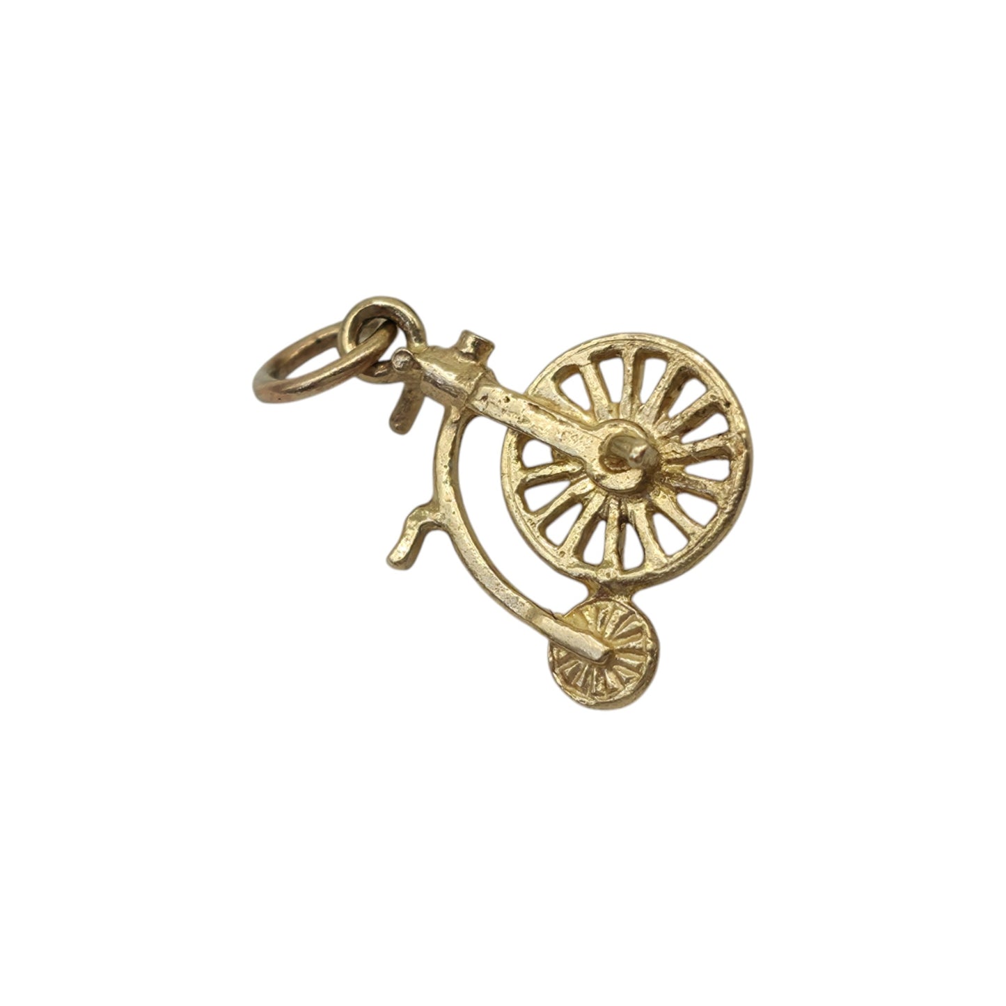 9ct Yellow Gold Penny Farthing Charm L 1.0 cm 0.6 g.