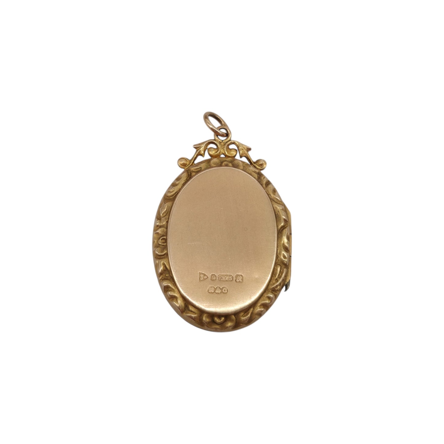Chester 9ct 375 Yellow Gold Photo Locket Pendant With Ruby & Pearls L 3.0 cm 4.6 g.