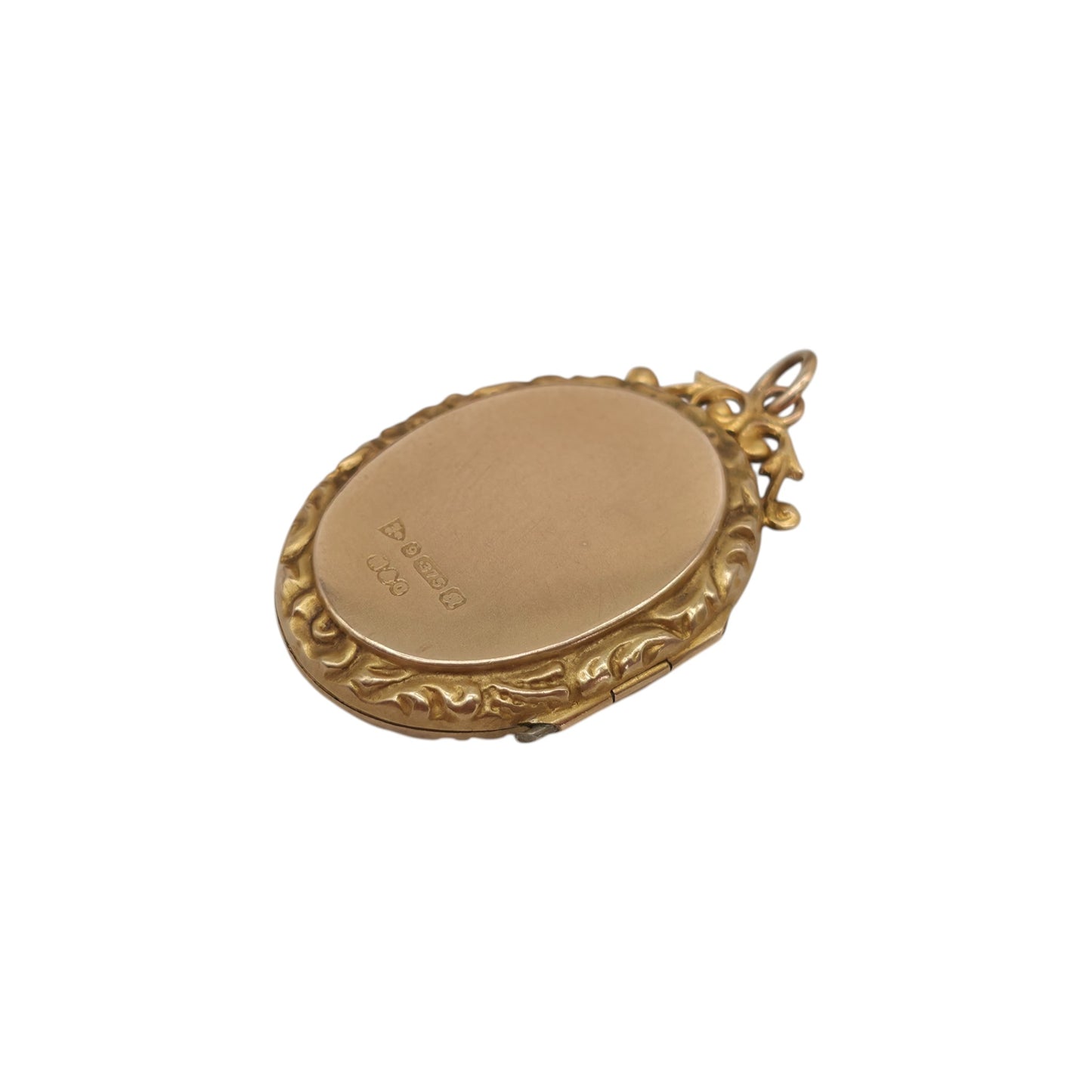Chester 9ct 375 Yellow Gold Photo Locket Pendant With Ruby & Pearls L 3.0 cm 4.6 g.