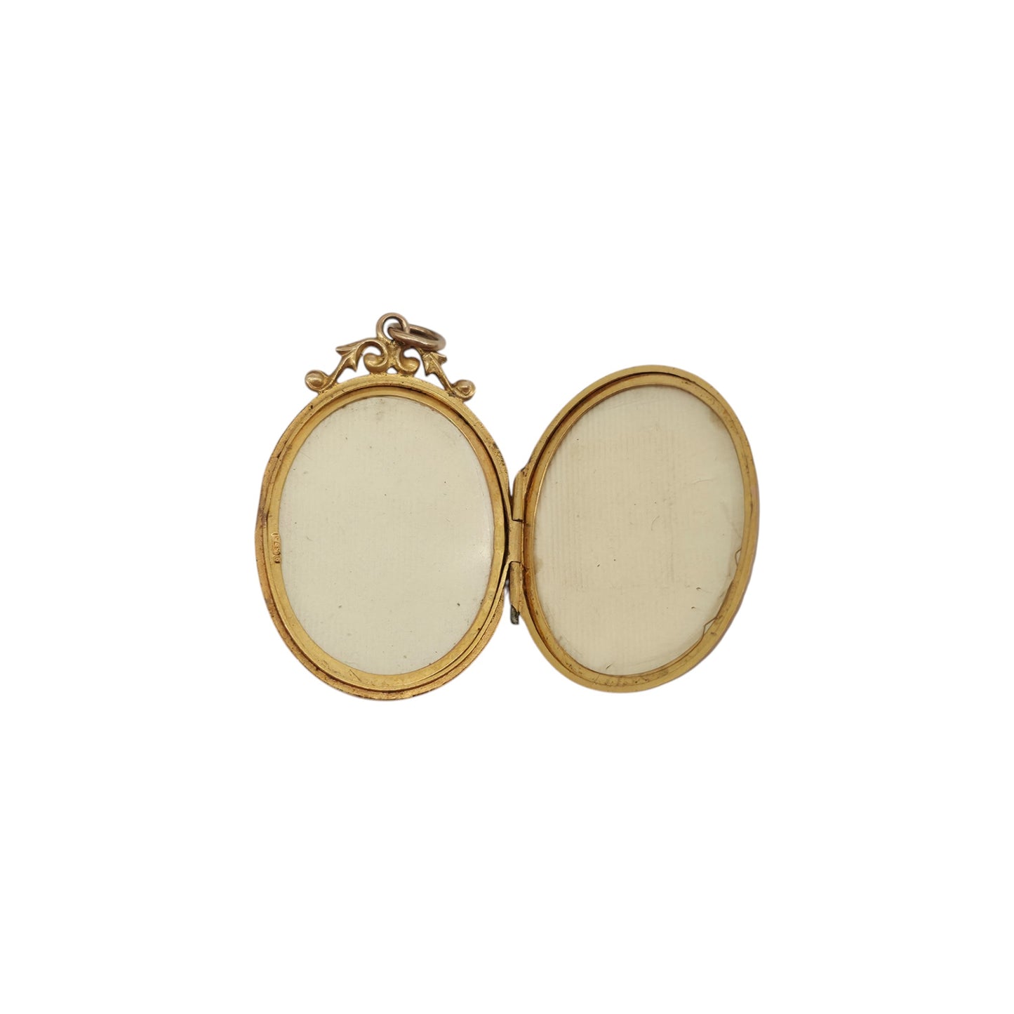 Chester 9ct 375 Yellow Gold Photo Locket Pendant With Ruby & Pearls L 3.0 cm 4.6 g.