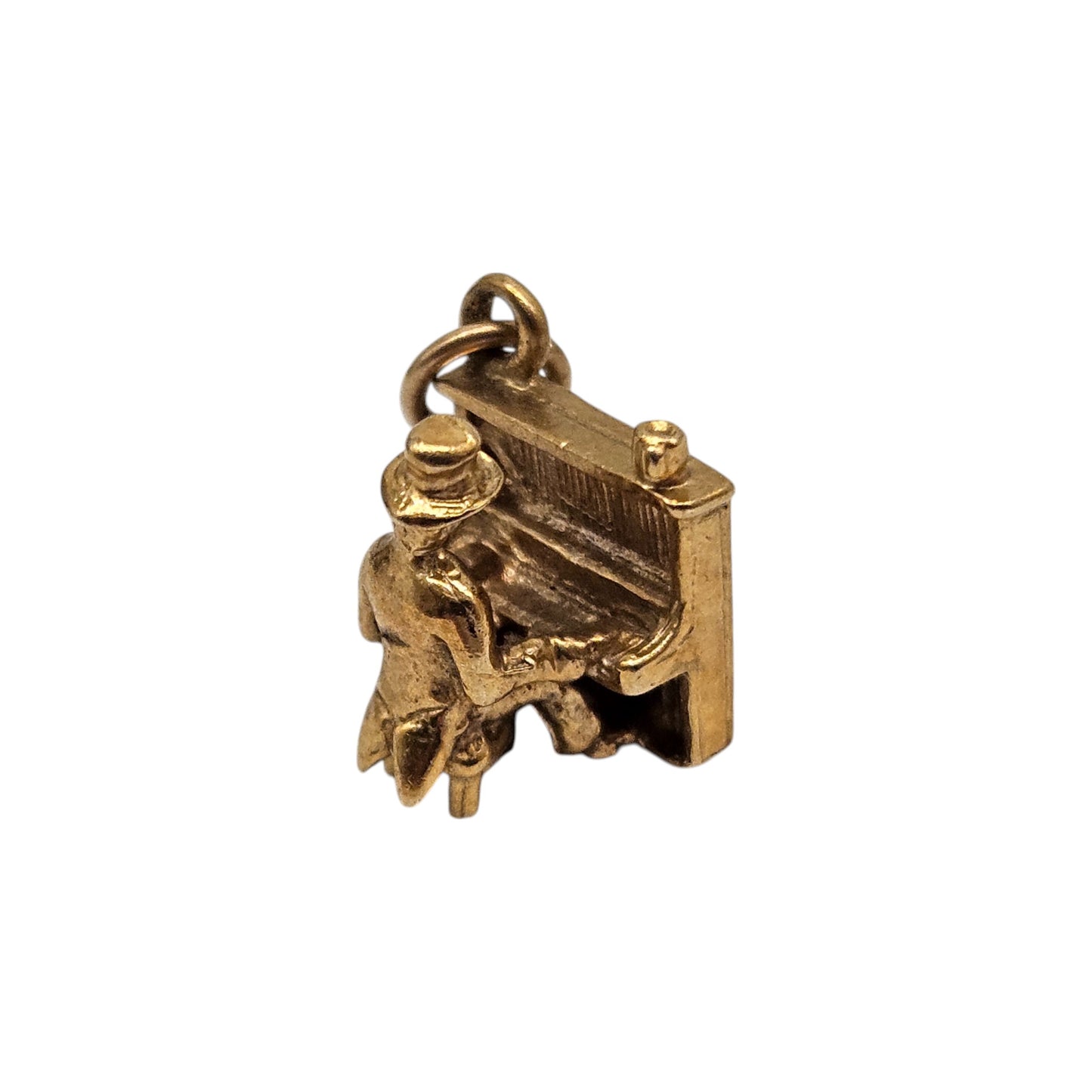 9ct 375 Yellow Gold Piano Player Charm 1978 L 1.1 cm 2.7 g.